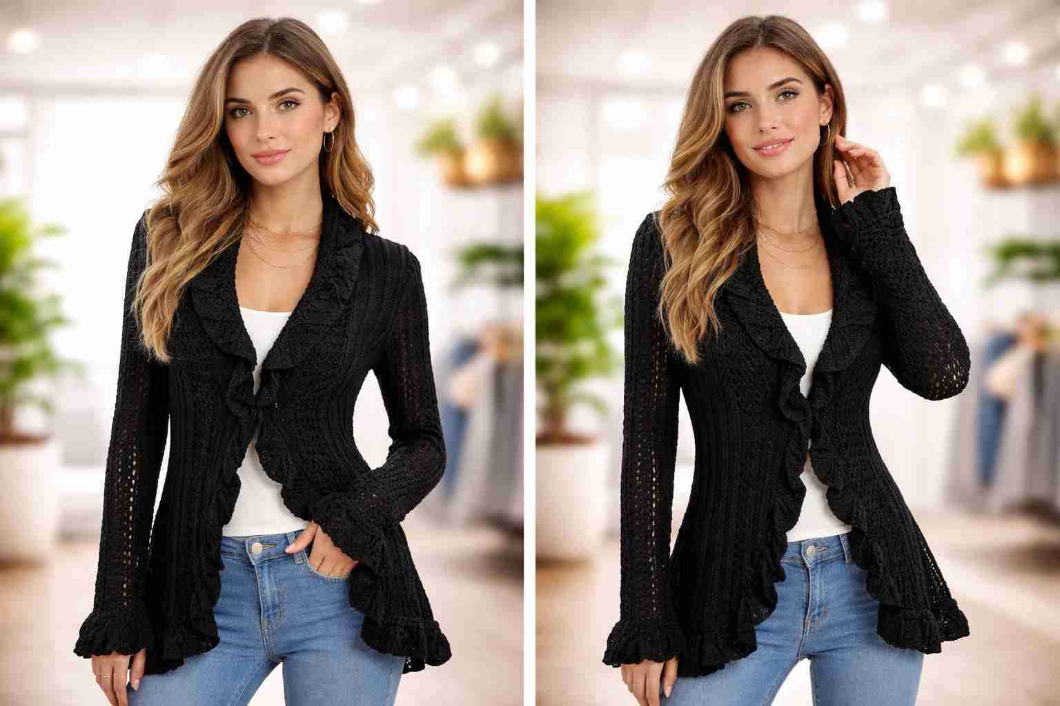 Chaqueta negra con volantes