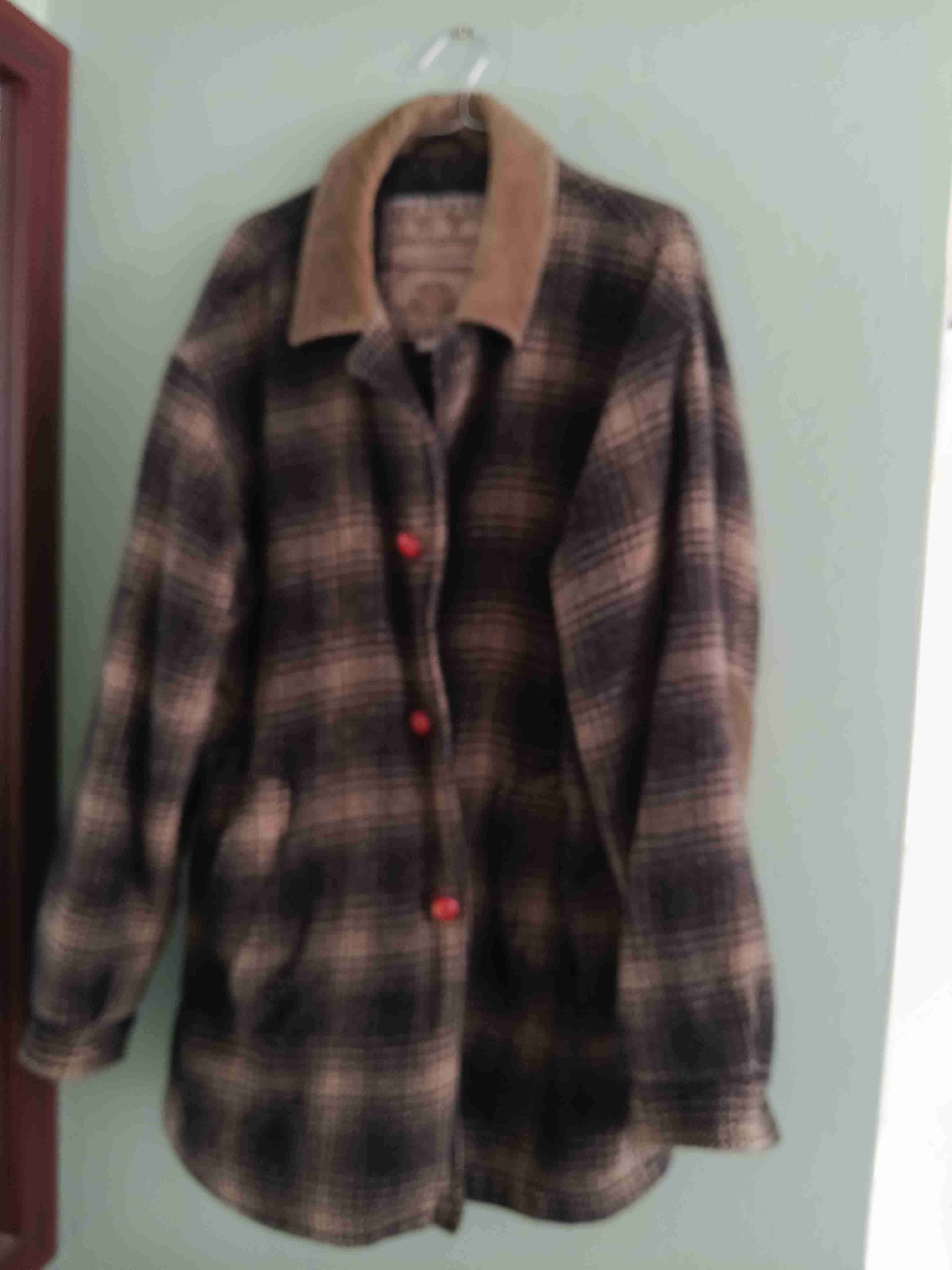 Abrigo de lana cuadros marrón