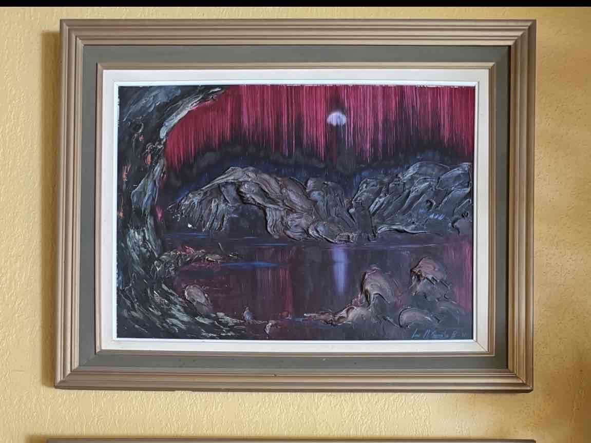 Cuadro paisaje montañoso enmarcado