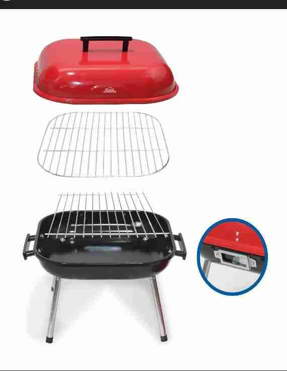 Parrilla portátil roja con tapa