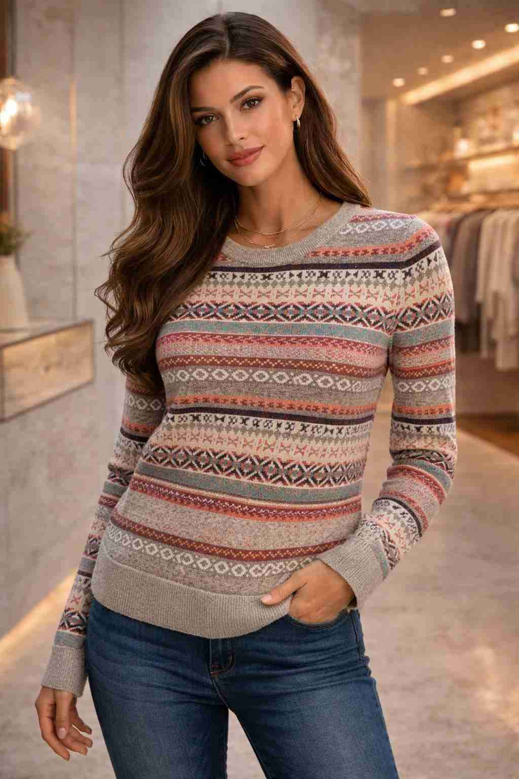 Suéter multicolor de punto