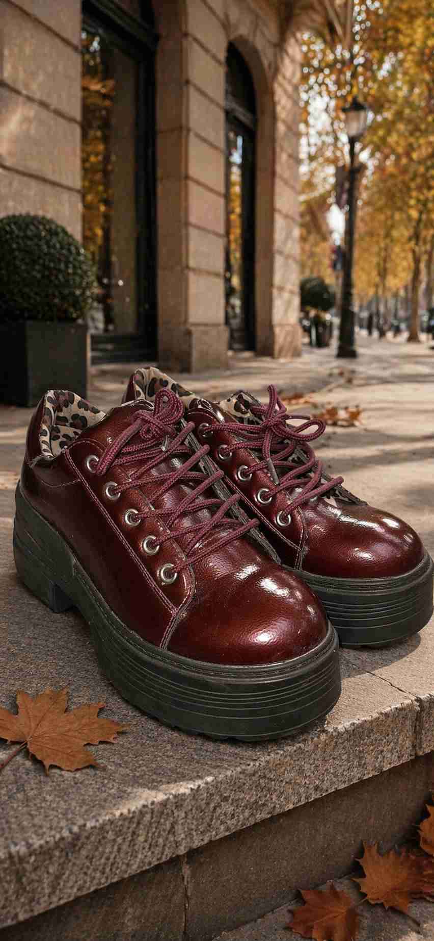 Zapatos de cuero burdeos