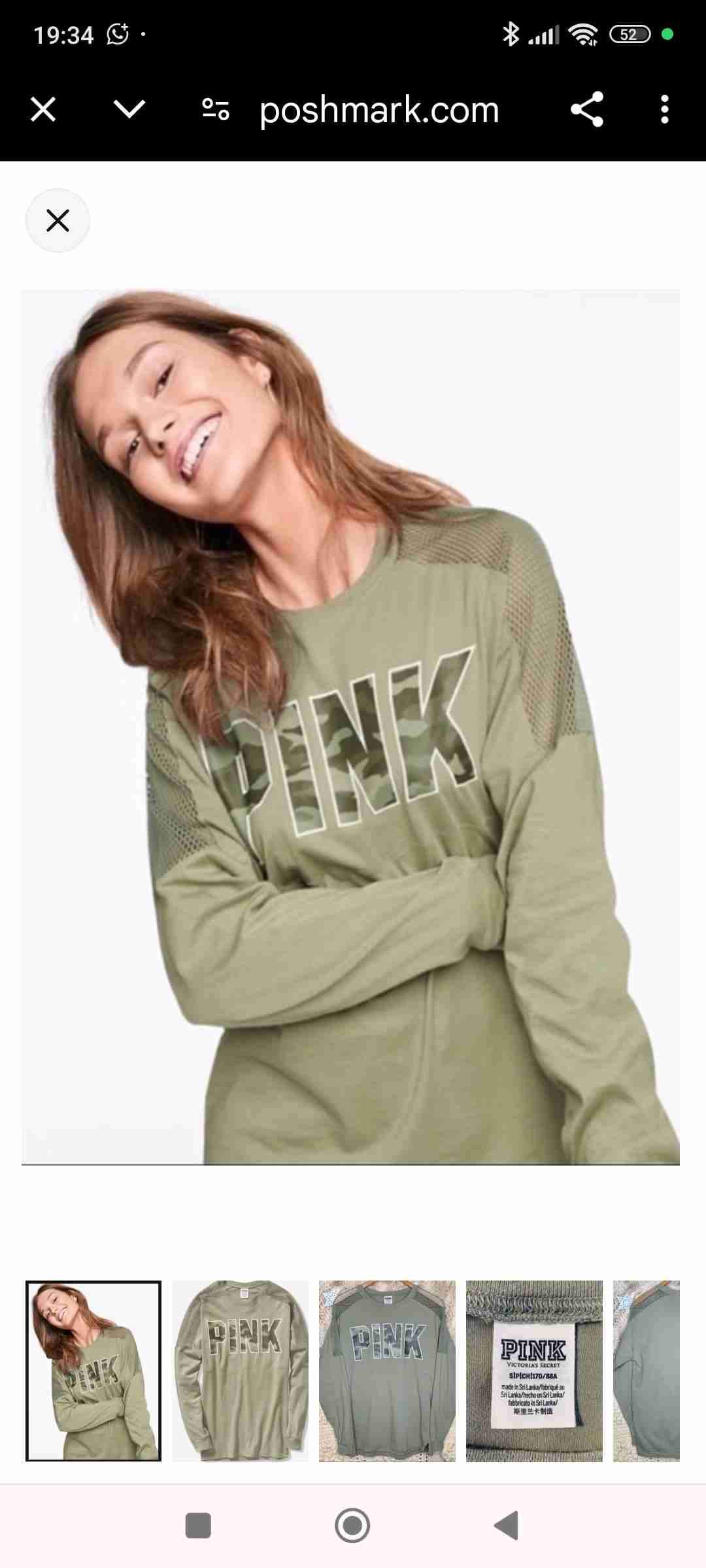 Polera verde PINK manga larga,