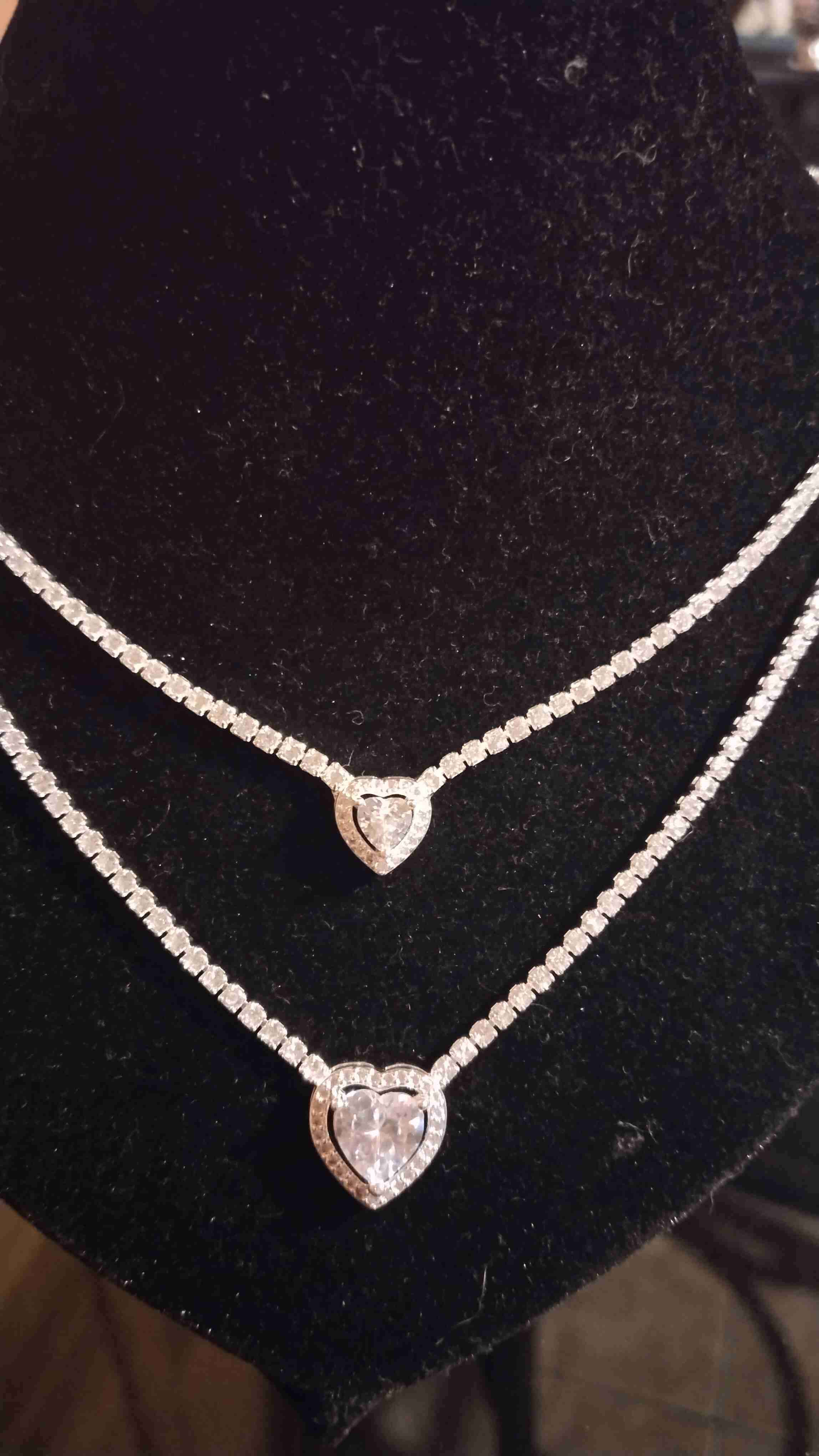 Collar doble de corazón con brillantes