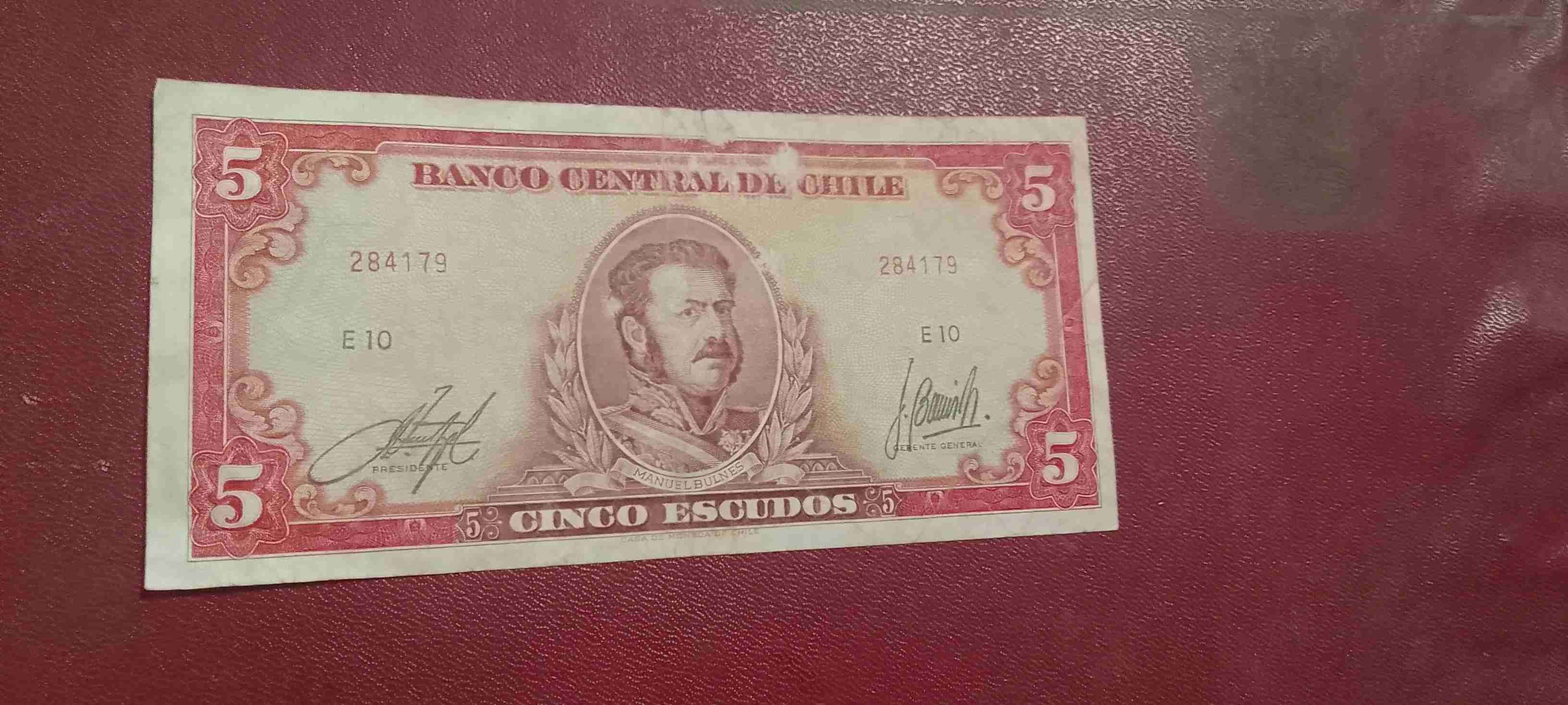 Billete 5 escudos Chile 1970