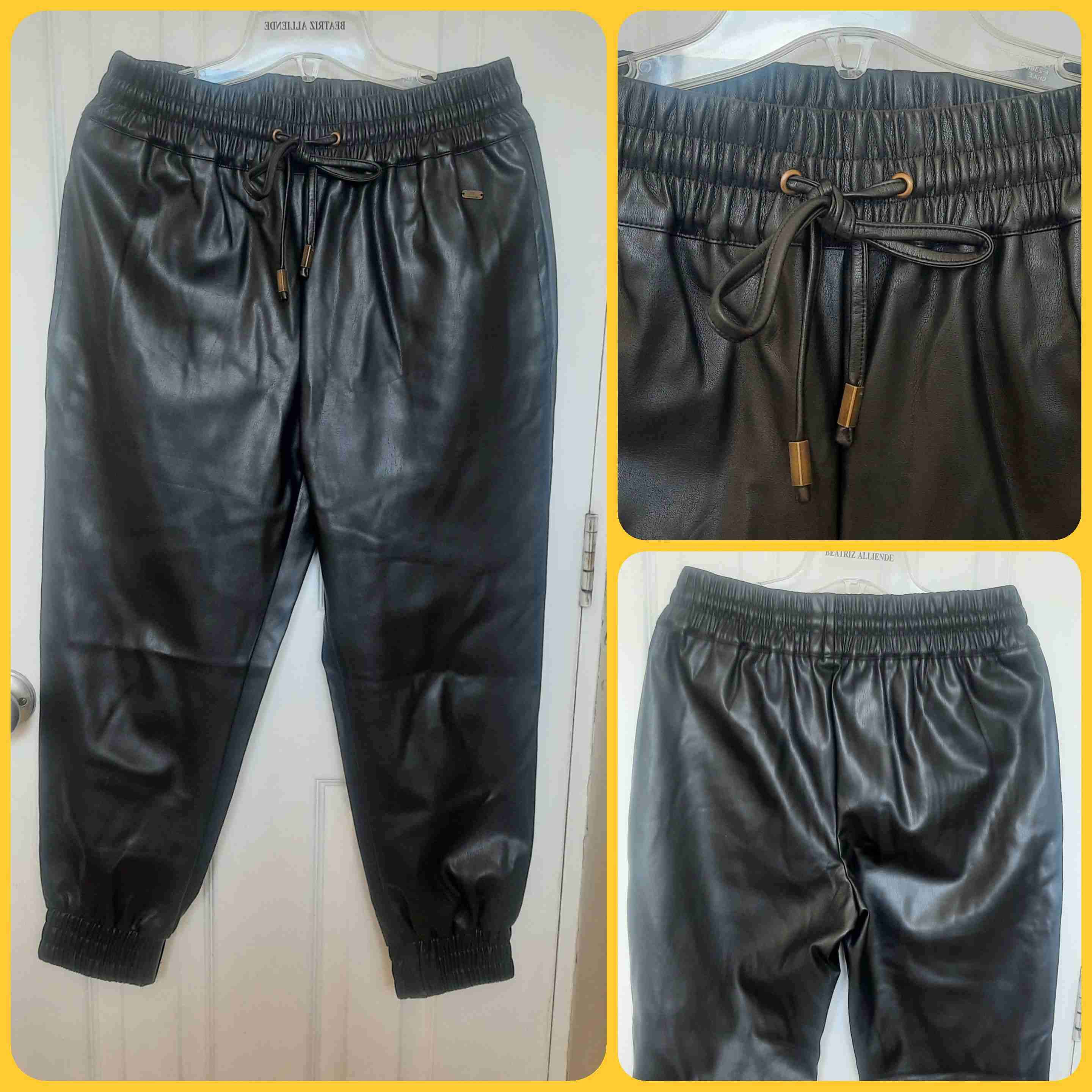 Pantalones jogger negros en cuero