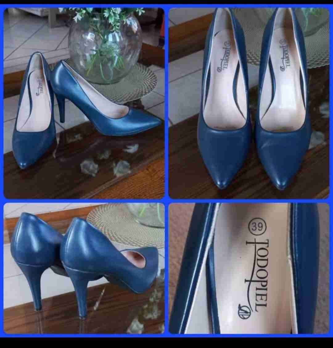 Zapatos de tacón azul Todopiel