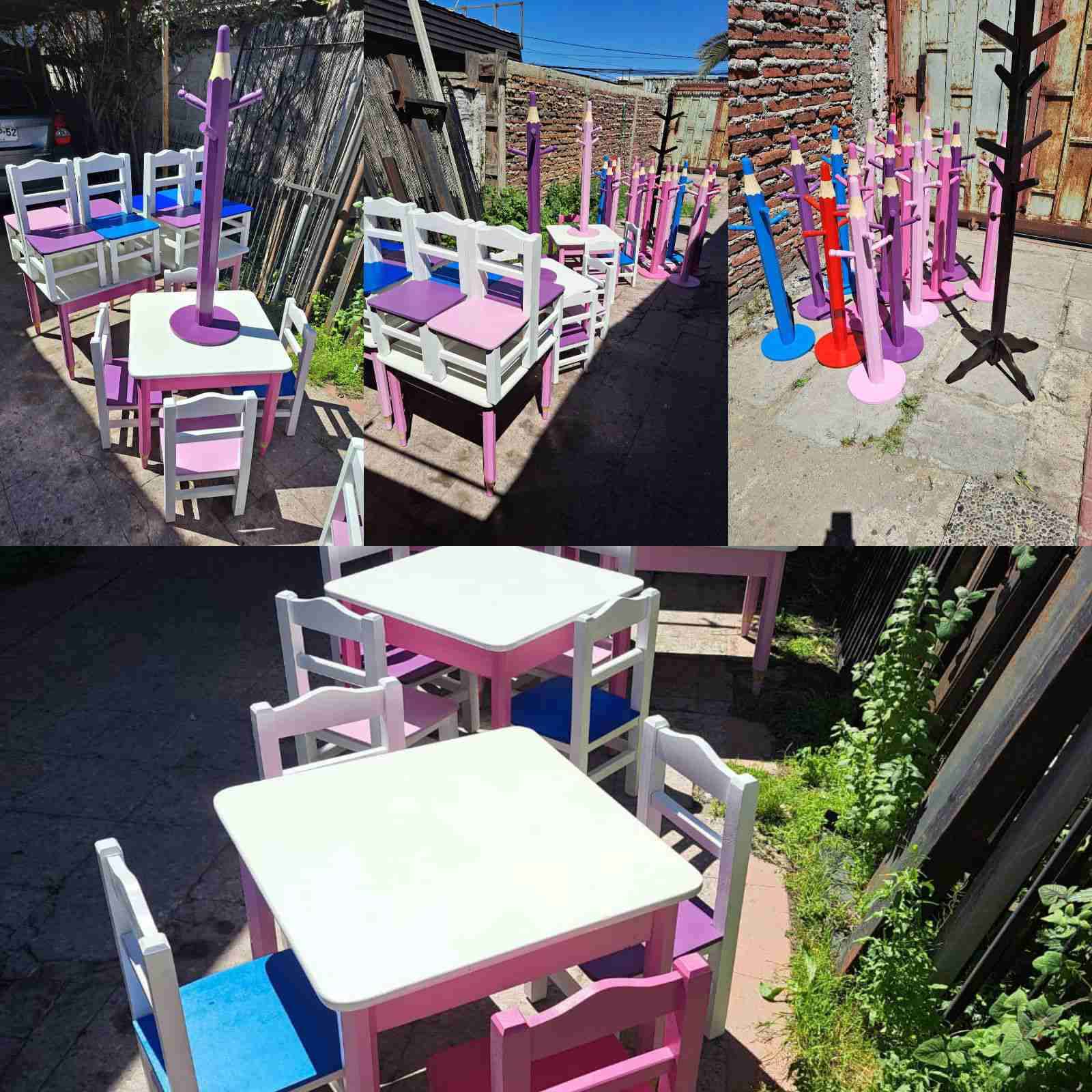 Percheros, mezas de niños y Percheros de adultos