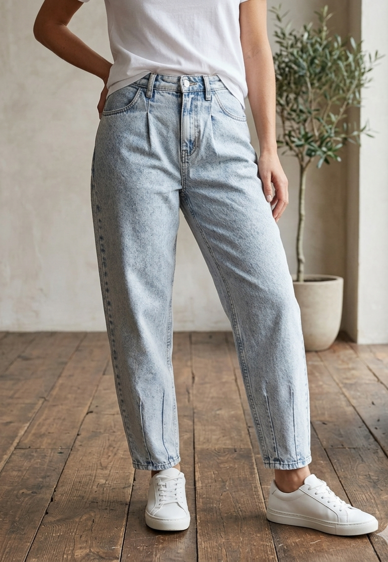 Moms Jeans azul claro de tiro alto