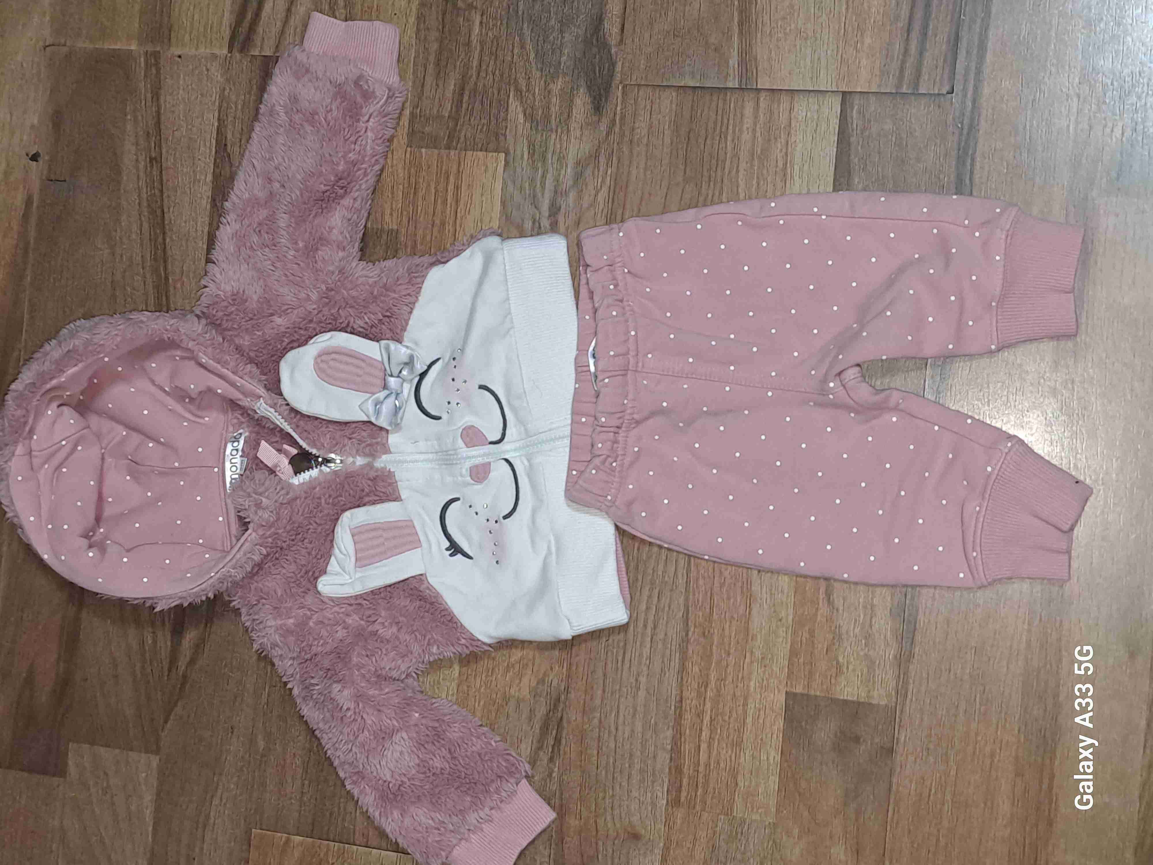 Conjunto bebé con capucha rosa