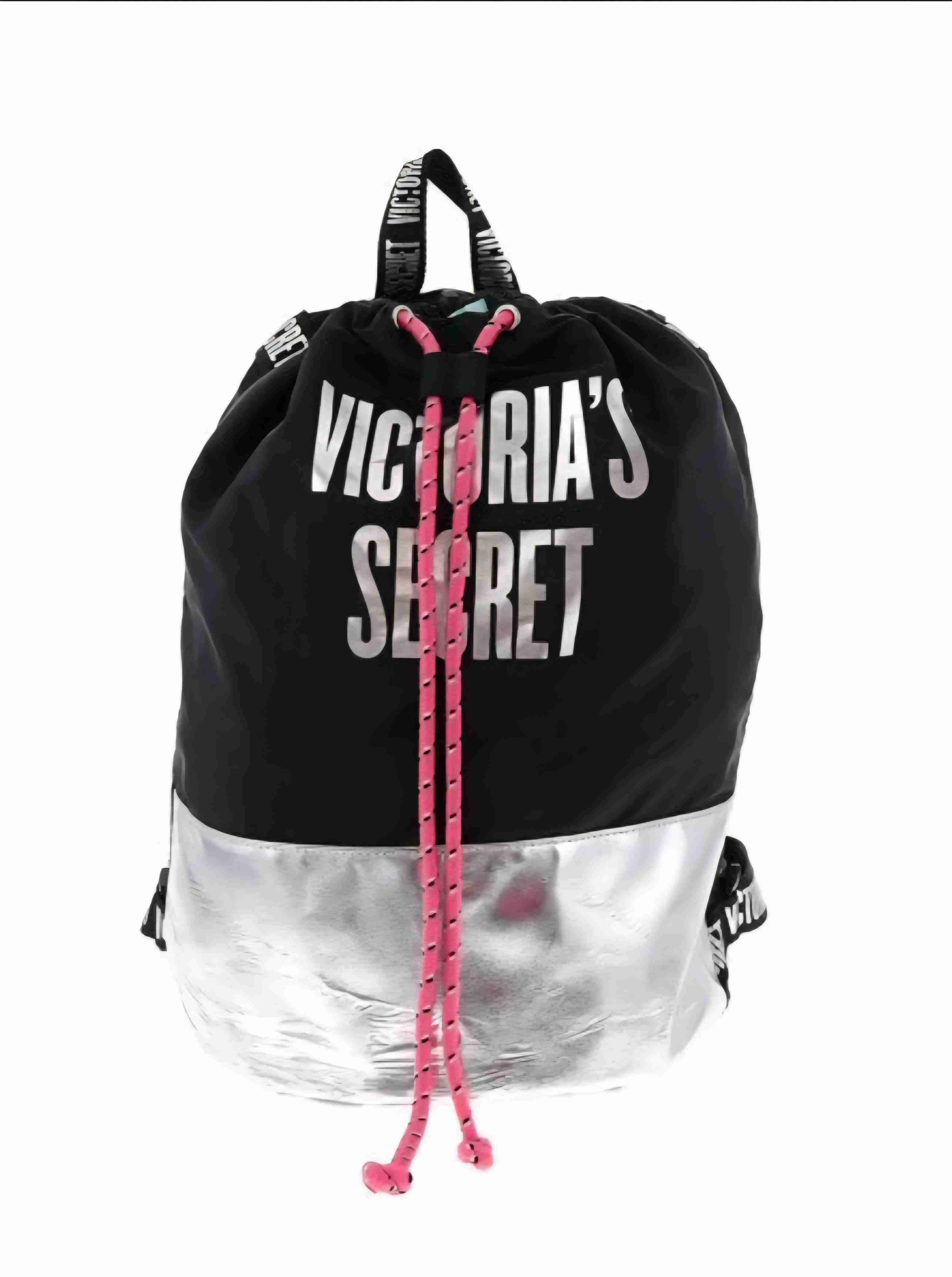 Mochila Victoria's Secret negra y plateada