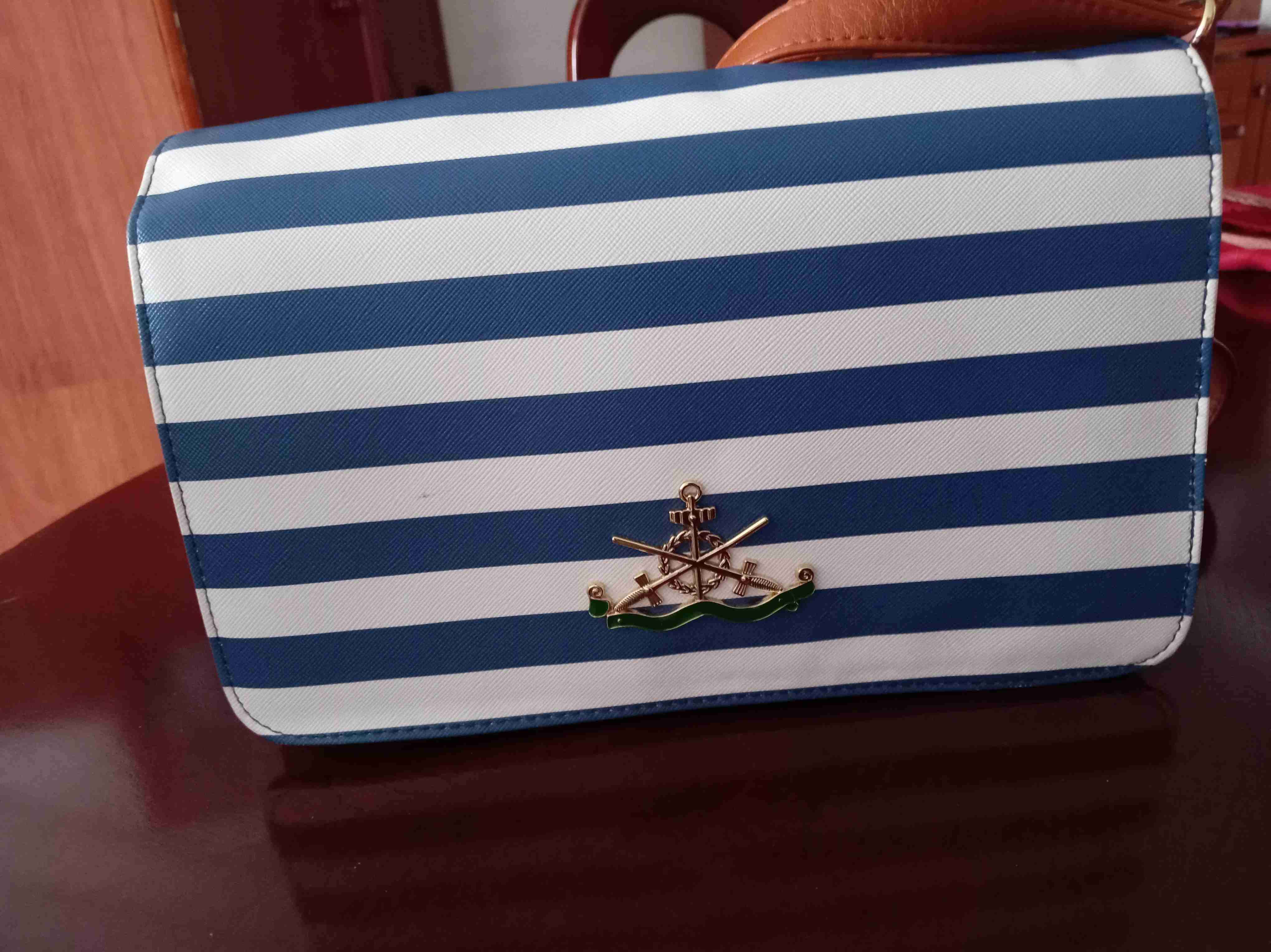 Cartera rayas azul y blanco