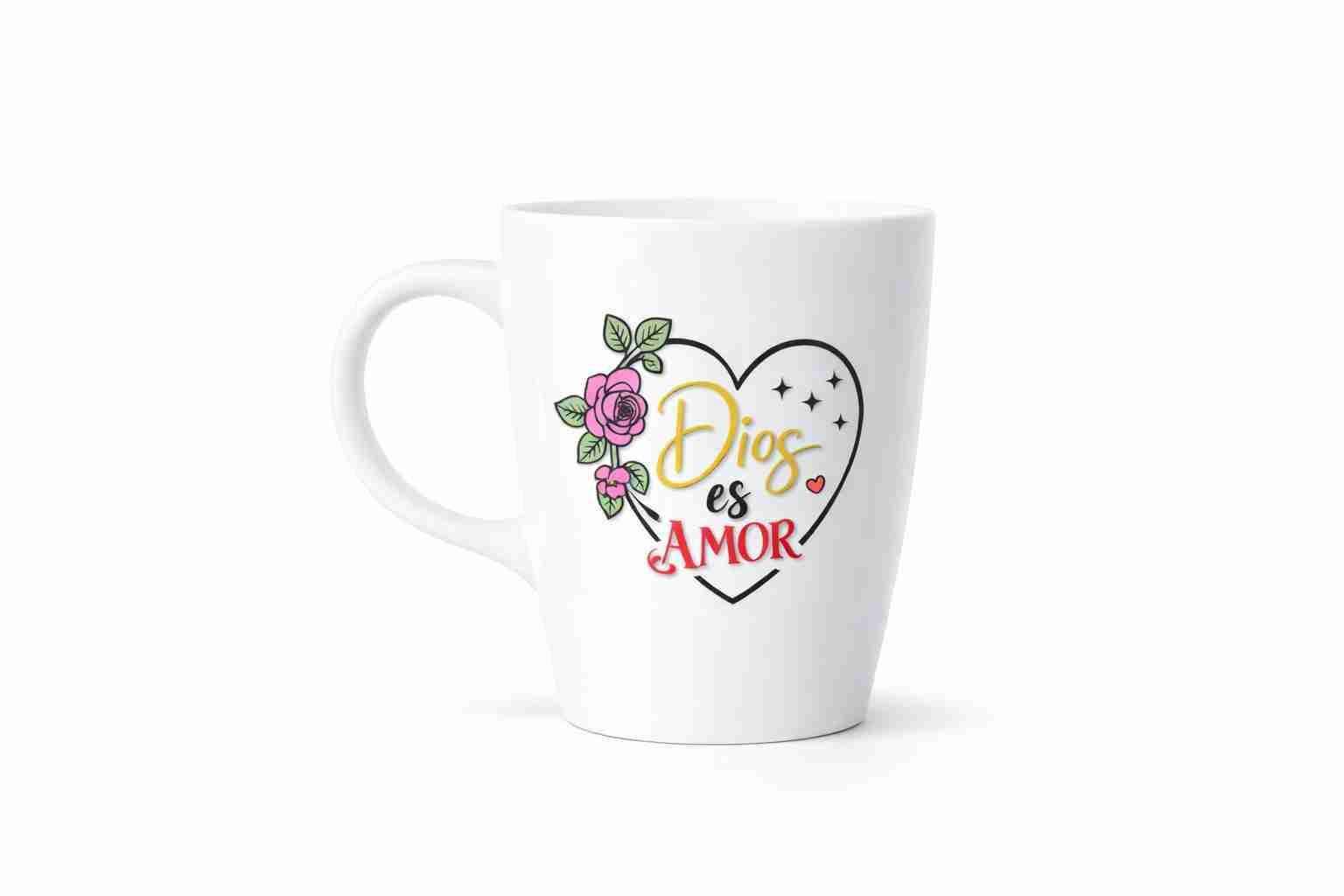 Taza blanca con diseño 'Dios es Amor'