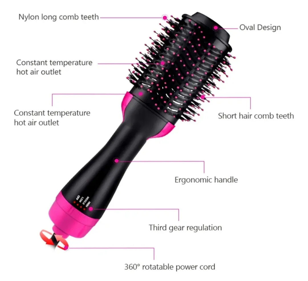 Cepillo secador de pelo negro y rosado