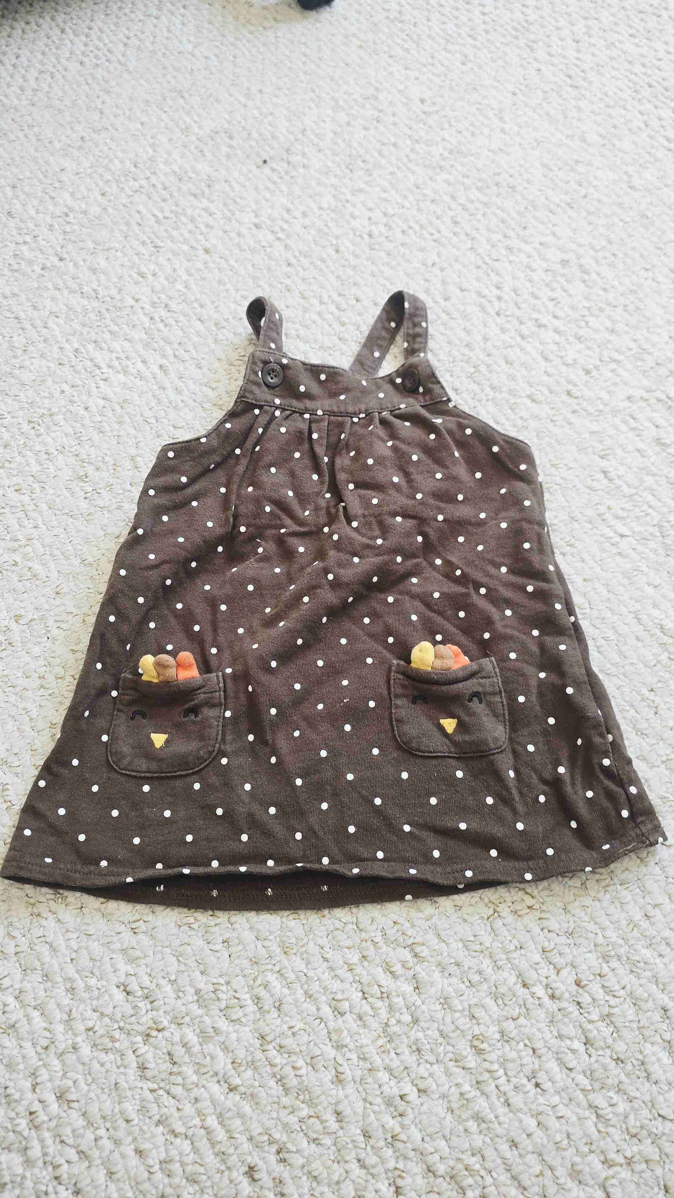 Vestido café puntos blancos