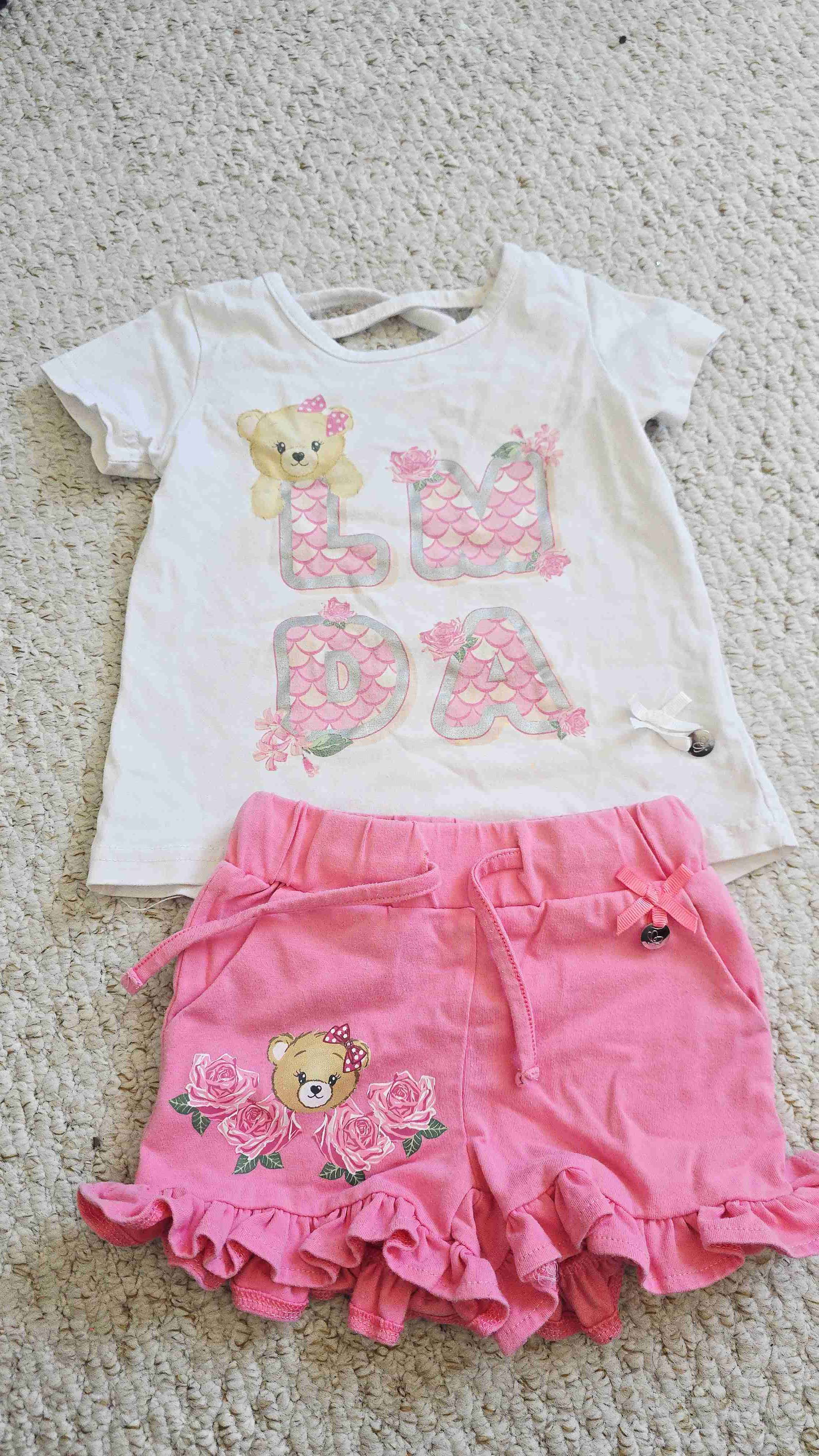 Conjunto polera y short infantil. Limonada