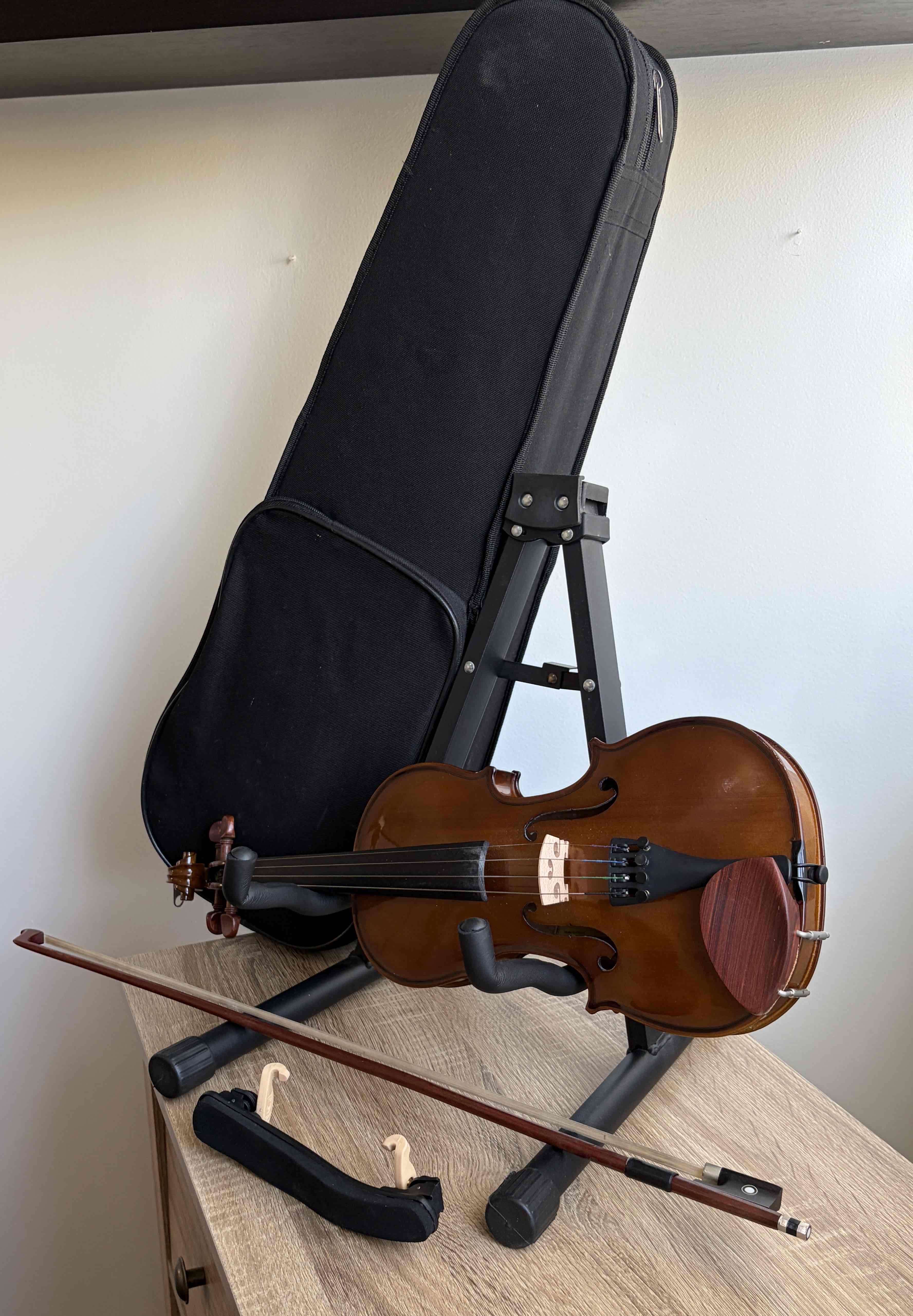 Violín con estuche y accesorios