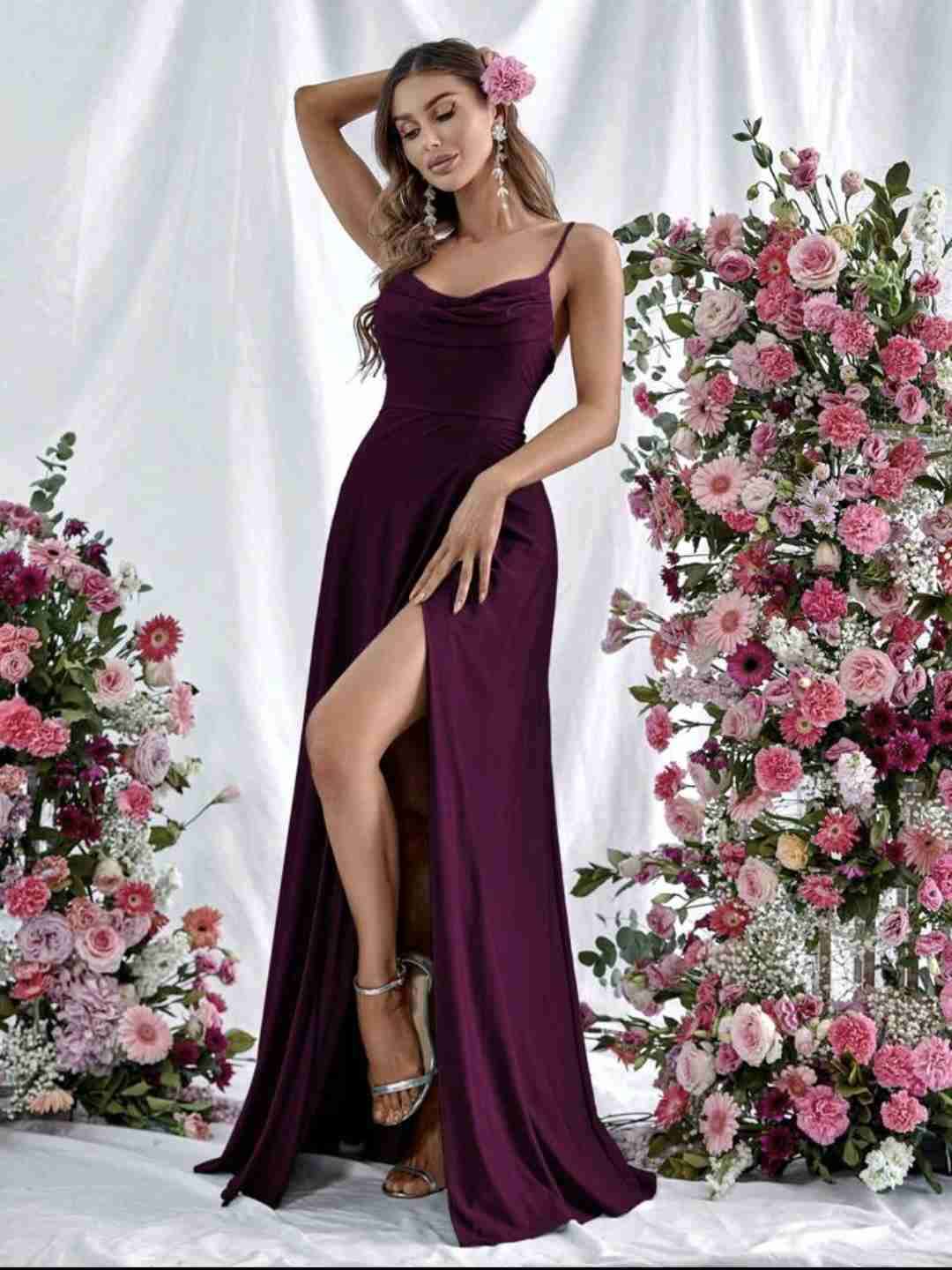 Vestido largo morado elegante