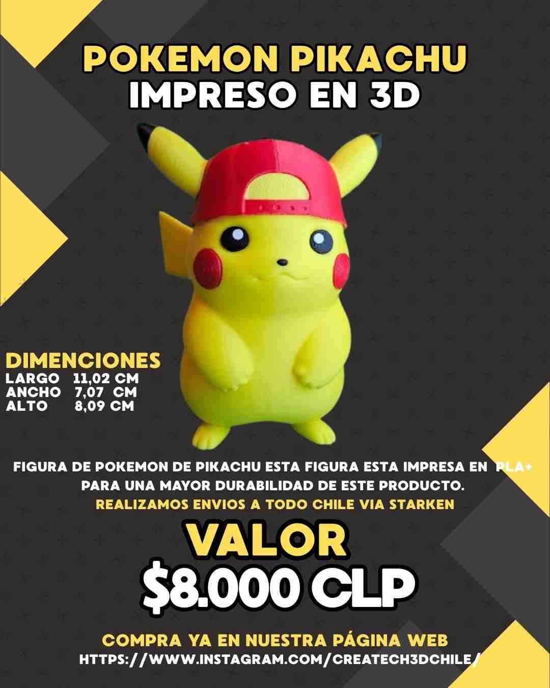 Figura 3D Pikachu Pokémon