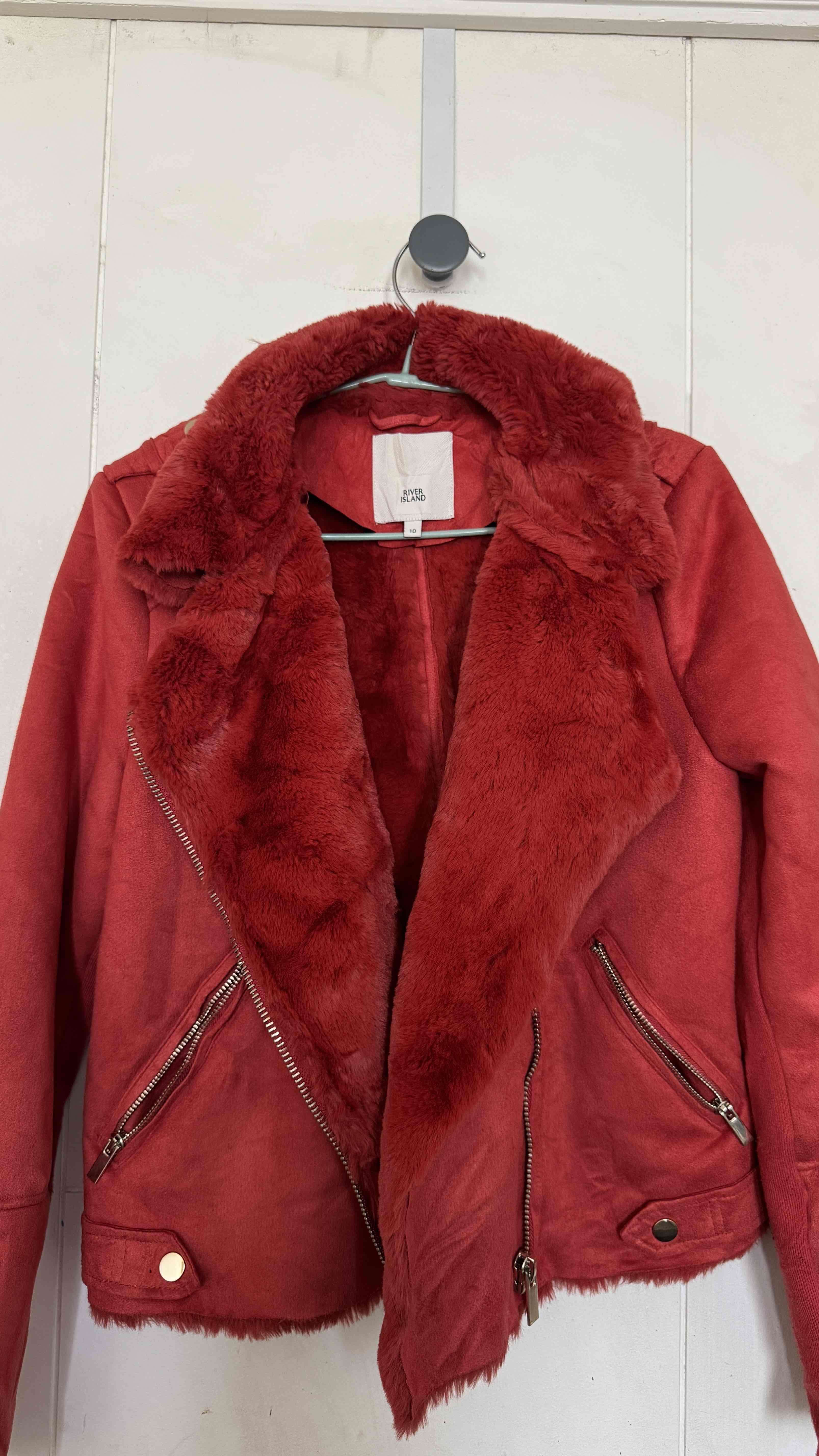 Cazadora River Island Mujer  Gamuza rojo ladrillo