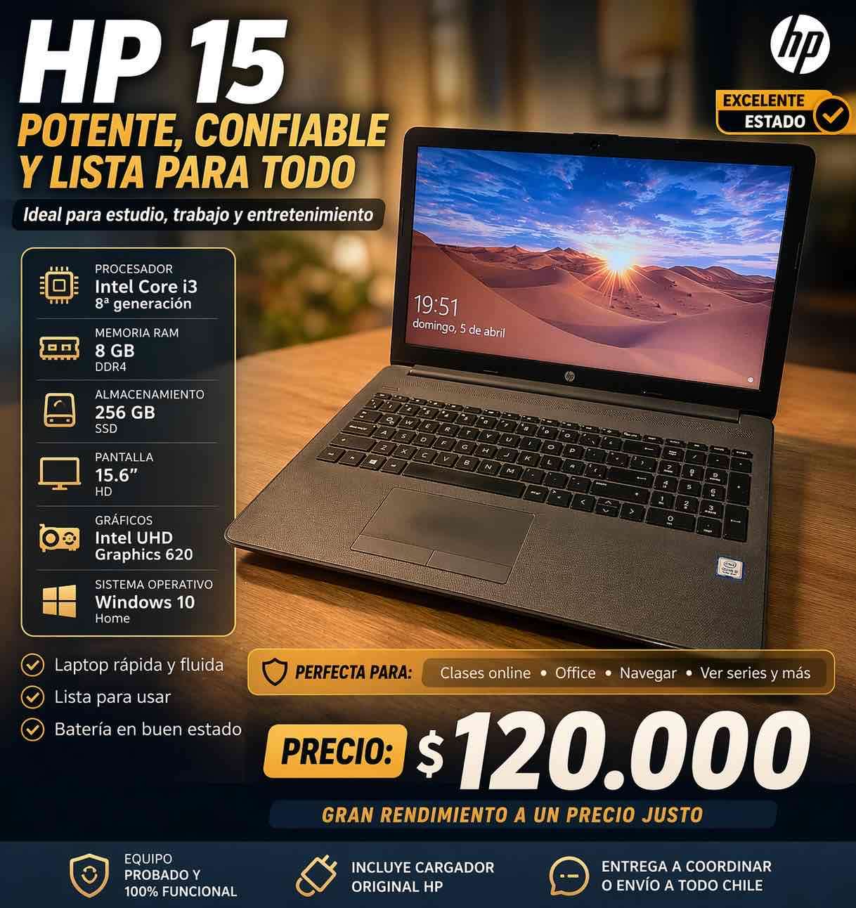 Laptop HP 250g7 , 8GB RAM, SSD