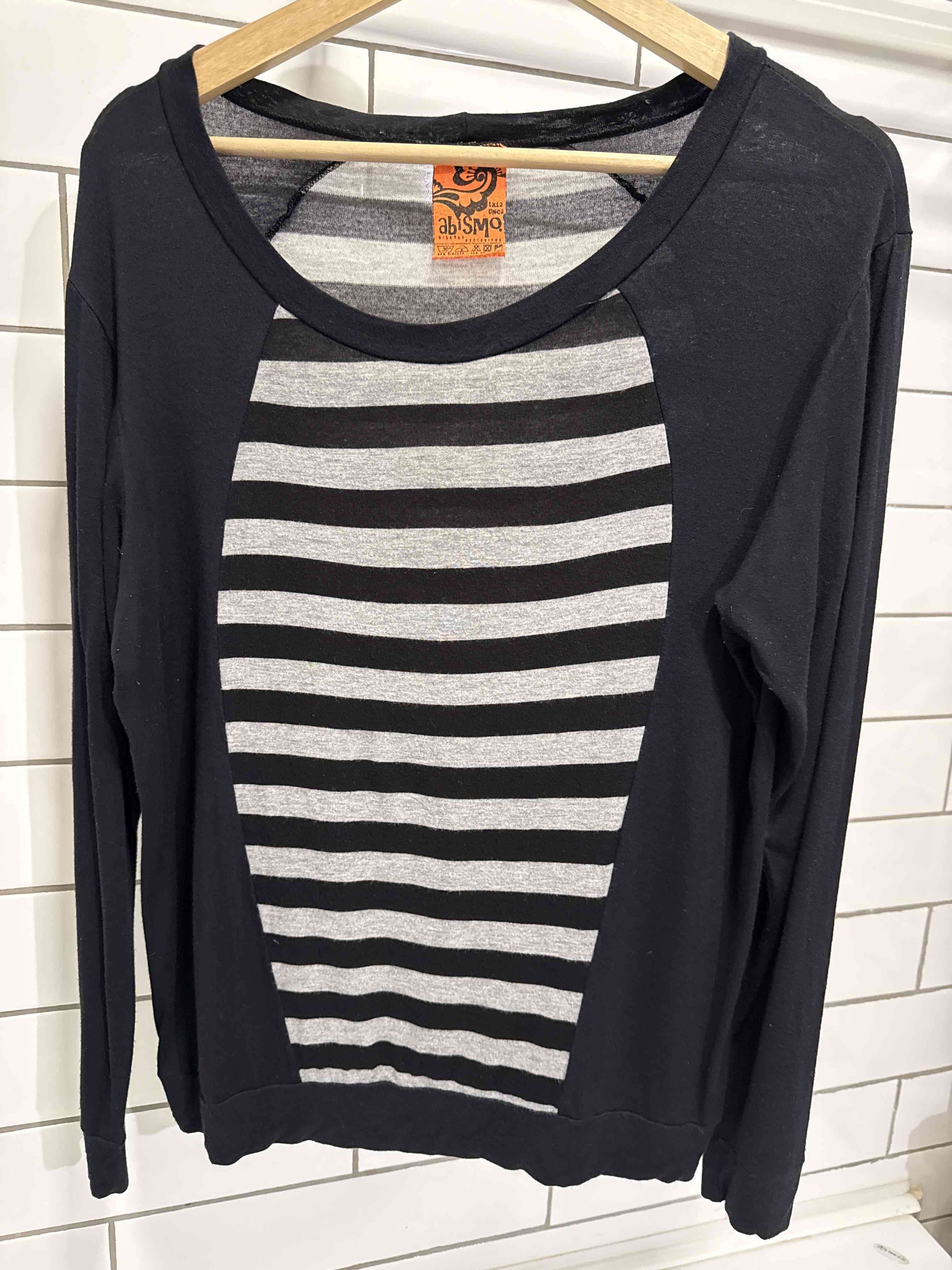 Polera manga negro con rayas