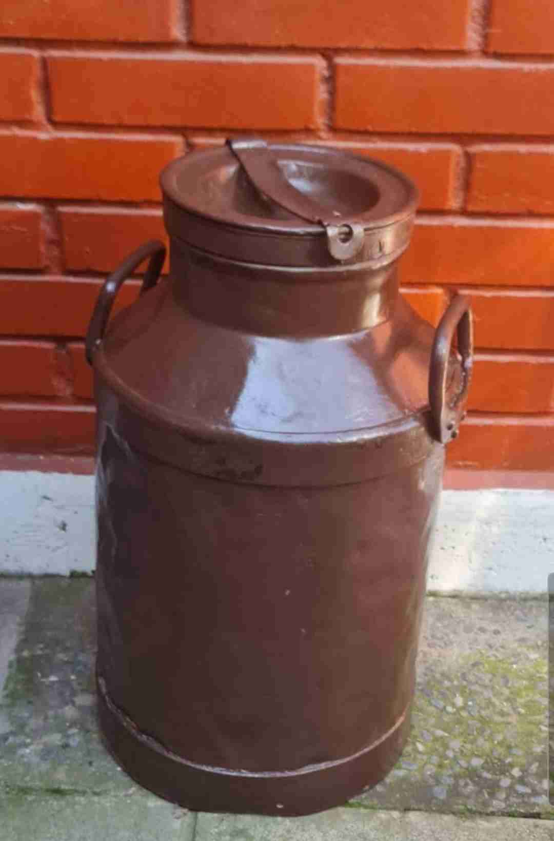 Antiguo tarro lechero metálico