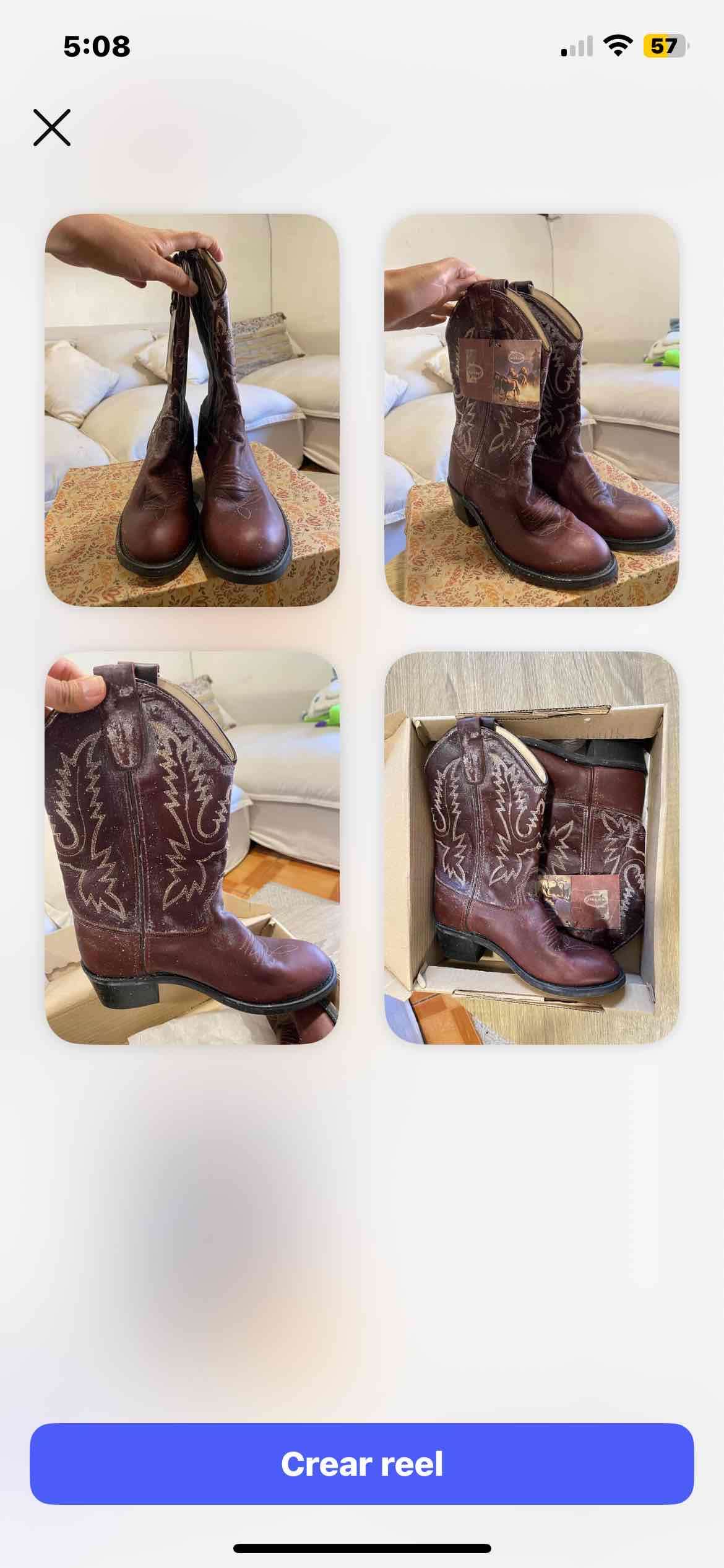Botas vaqueras de cuero marrón