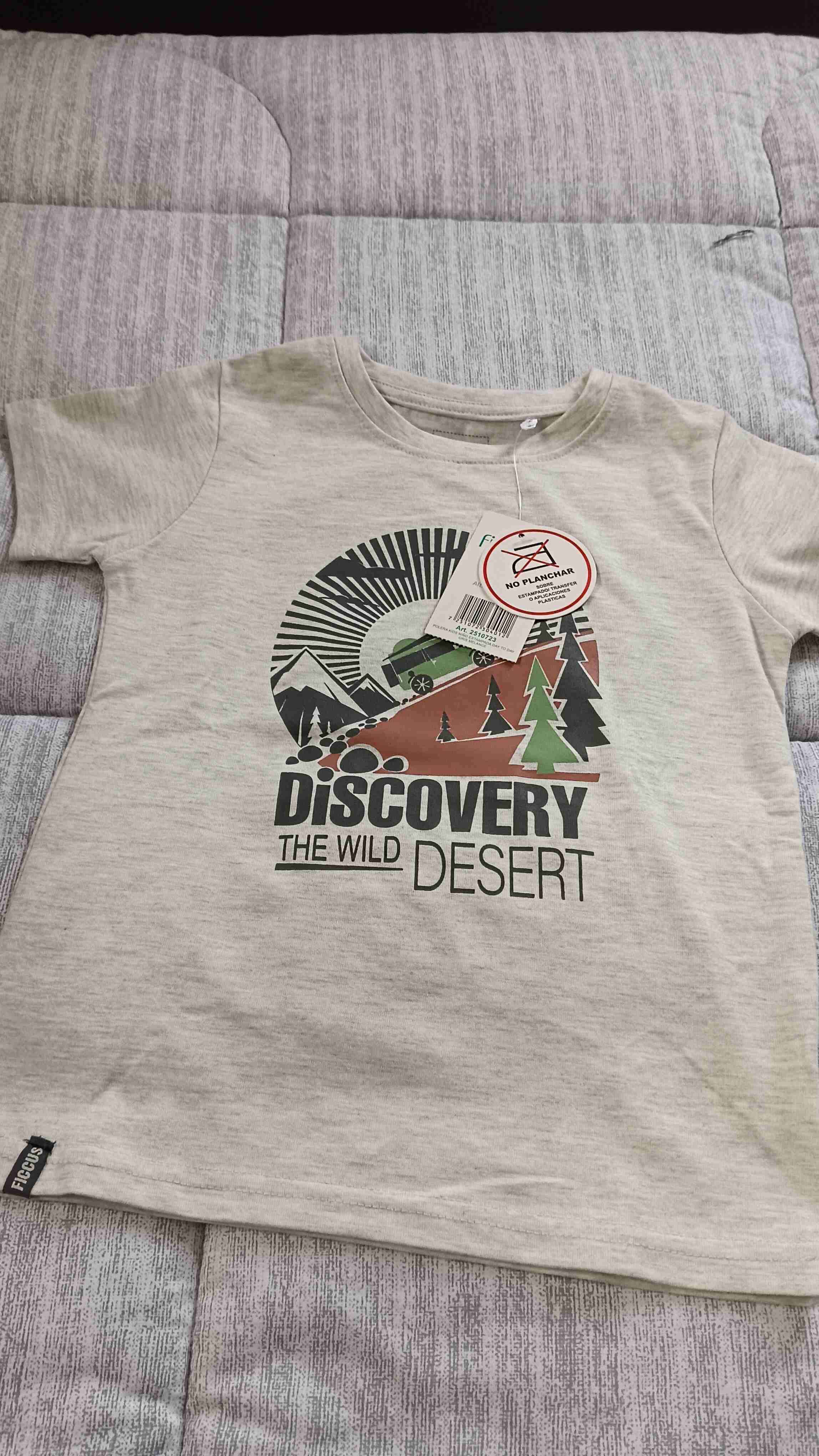 Polera gris con diseño montaña