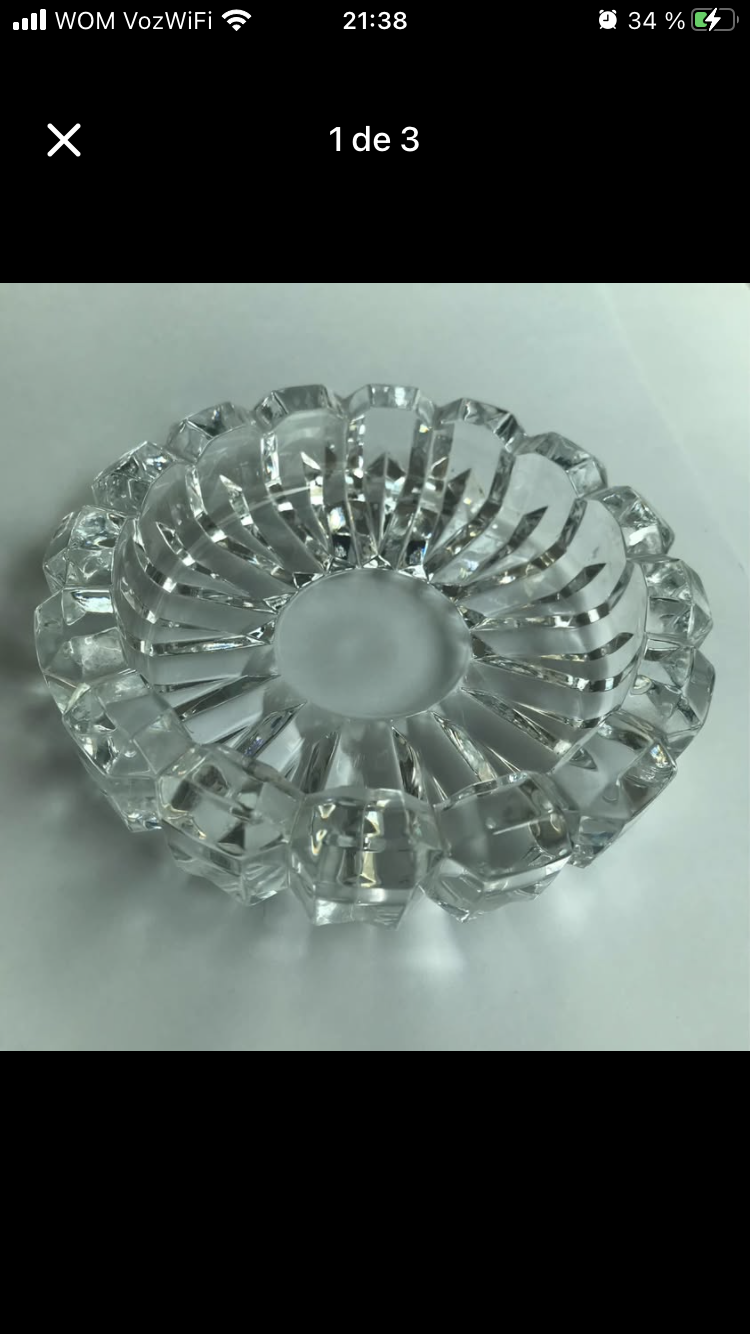 Cenicero de Cristal macizo antiguo de colección