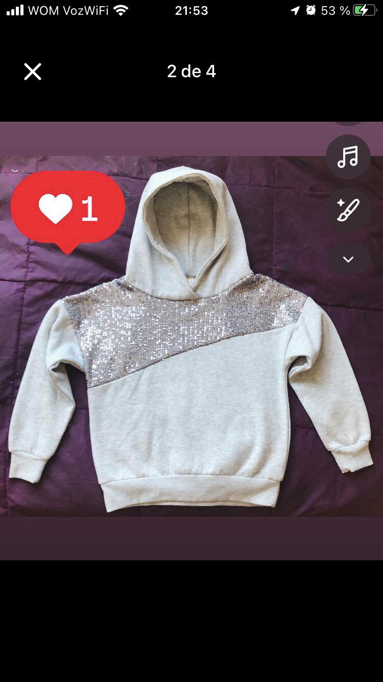 Polerón gris con lentejuelas talla 10