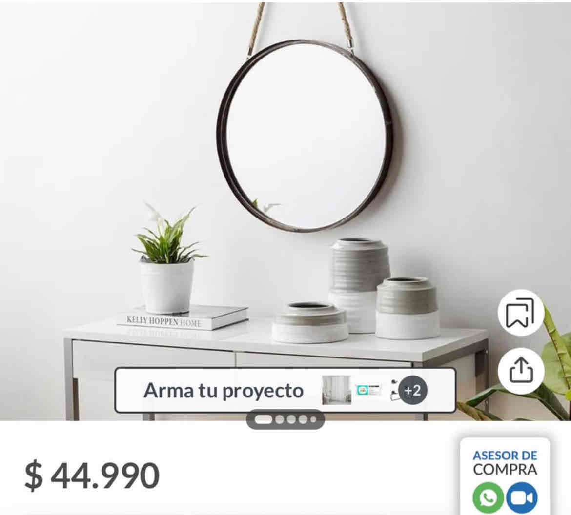 Espejo redondo colgante