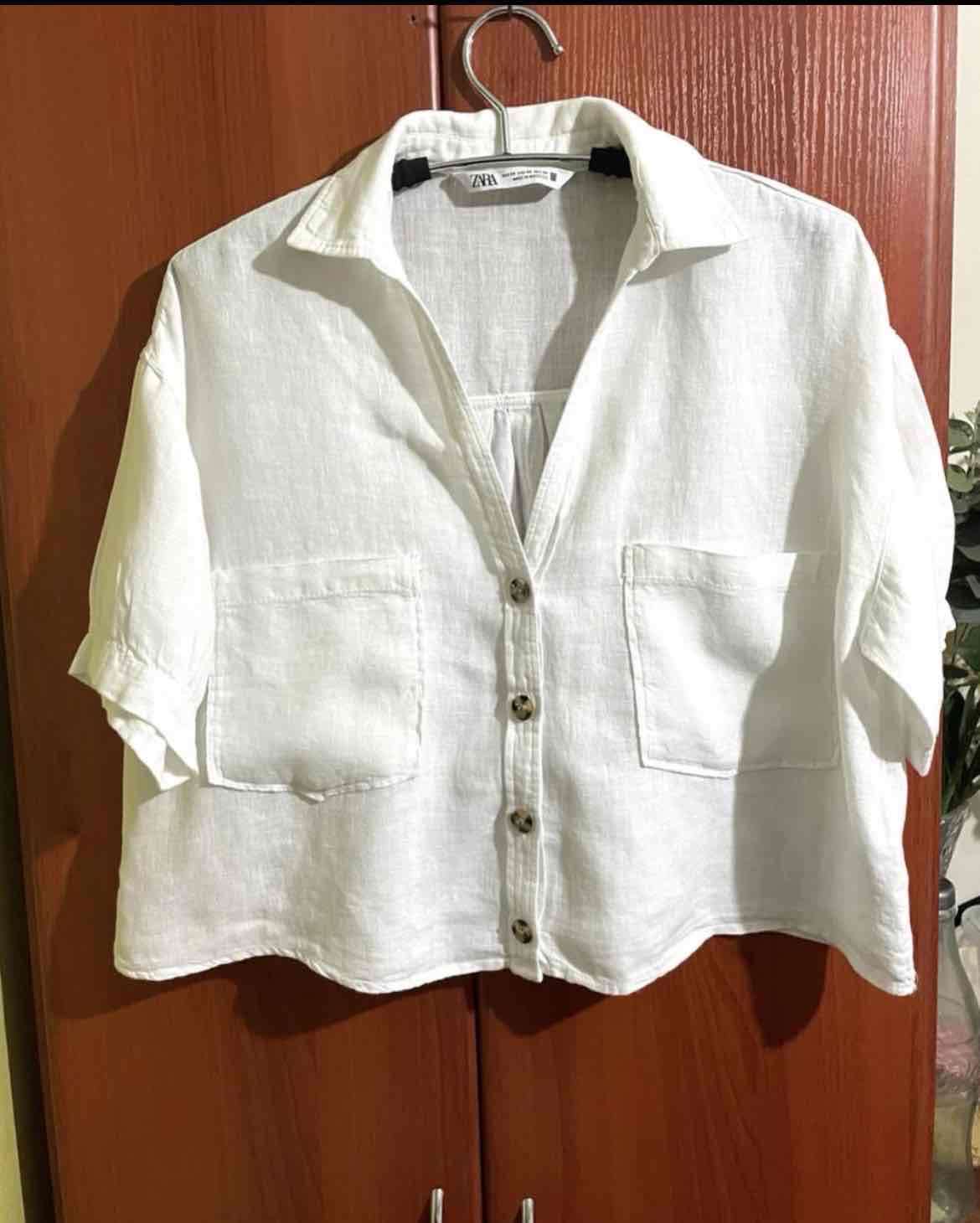 Camisa blanca de lino Zara