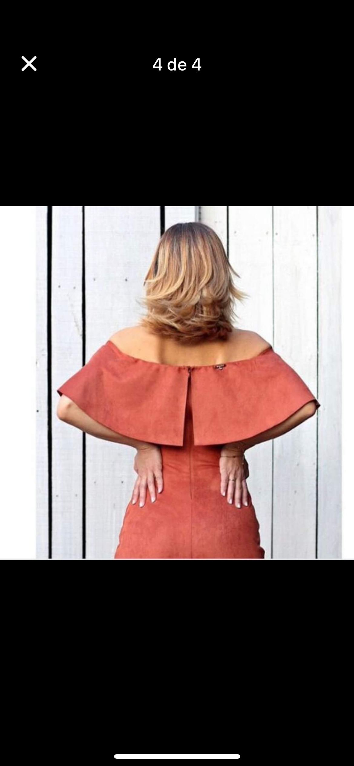Vestido off shoulder naranja terracota
