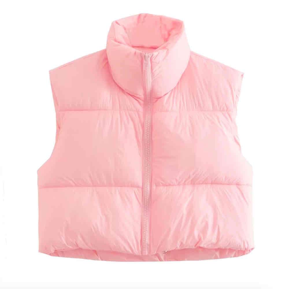 Parka Corta Sin Mangas Acolchada Cuello Alto