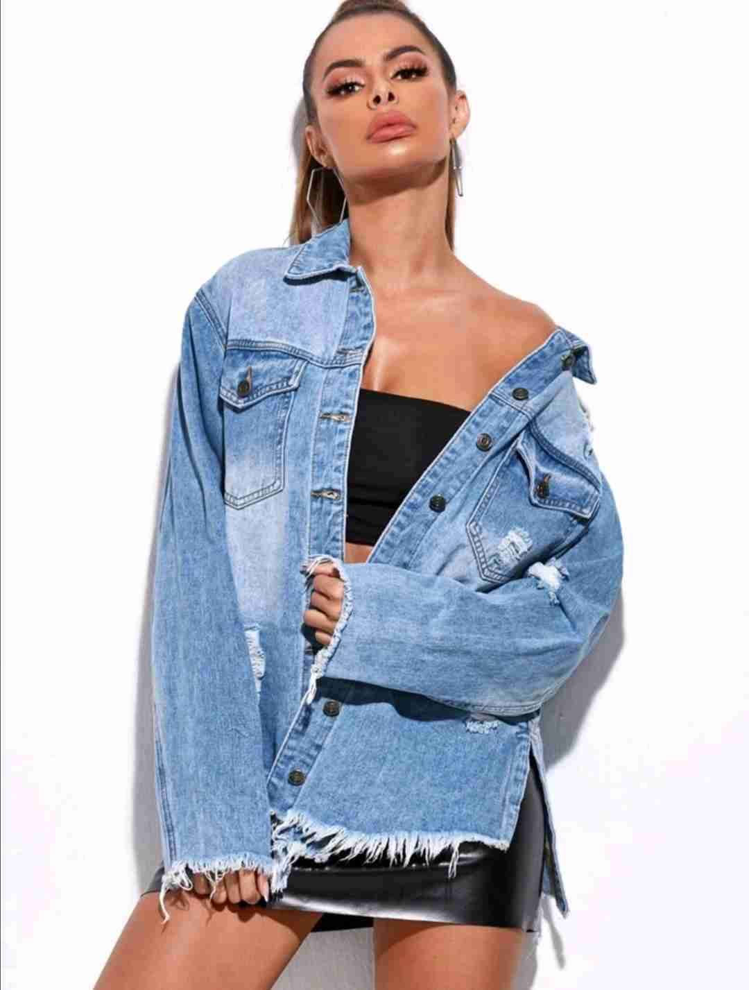 Chaqueta de mezclilla desgastada