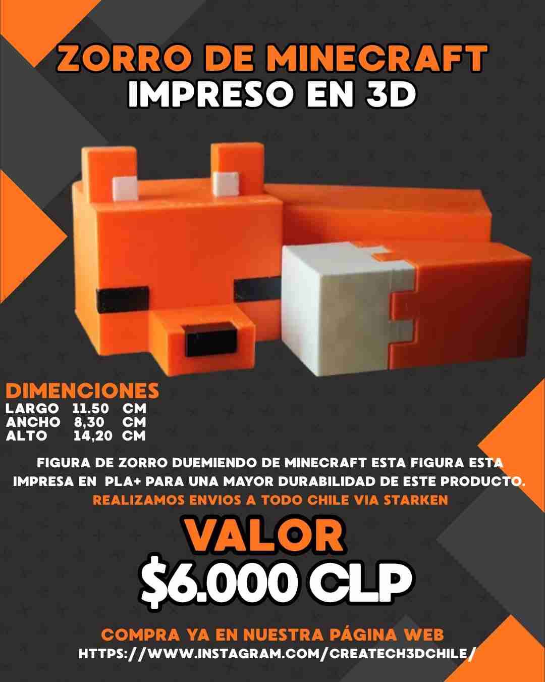 Zorro de Minecraft impreso en 3D