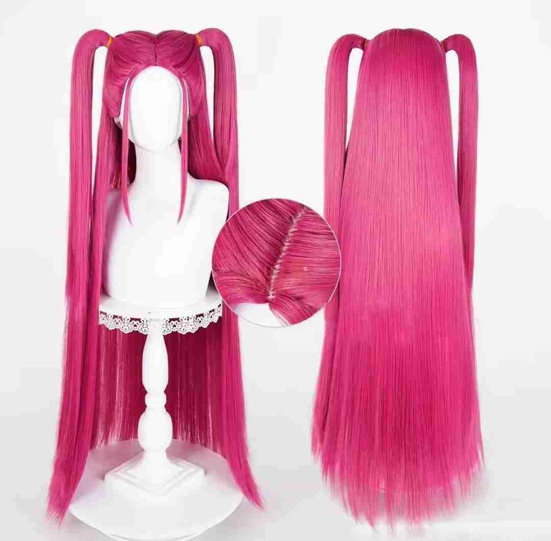 Peluca larga rosa cosplay