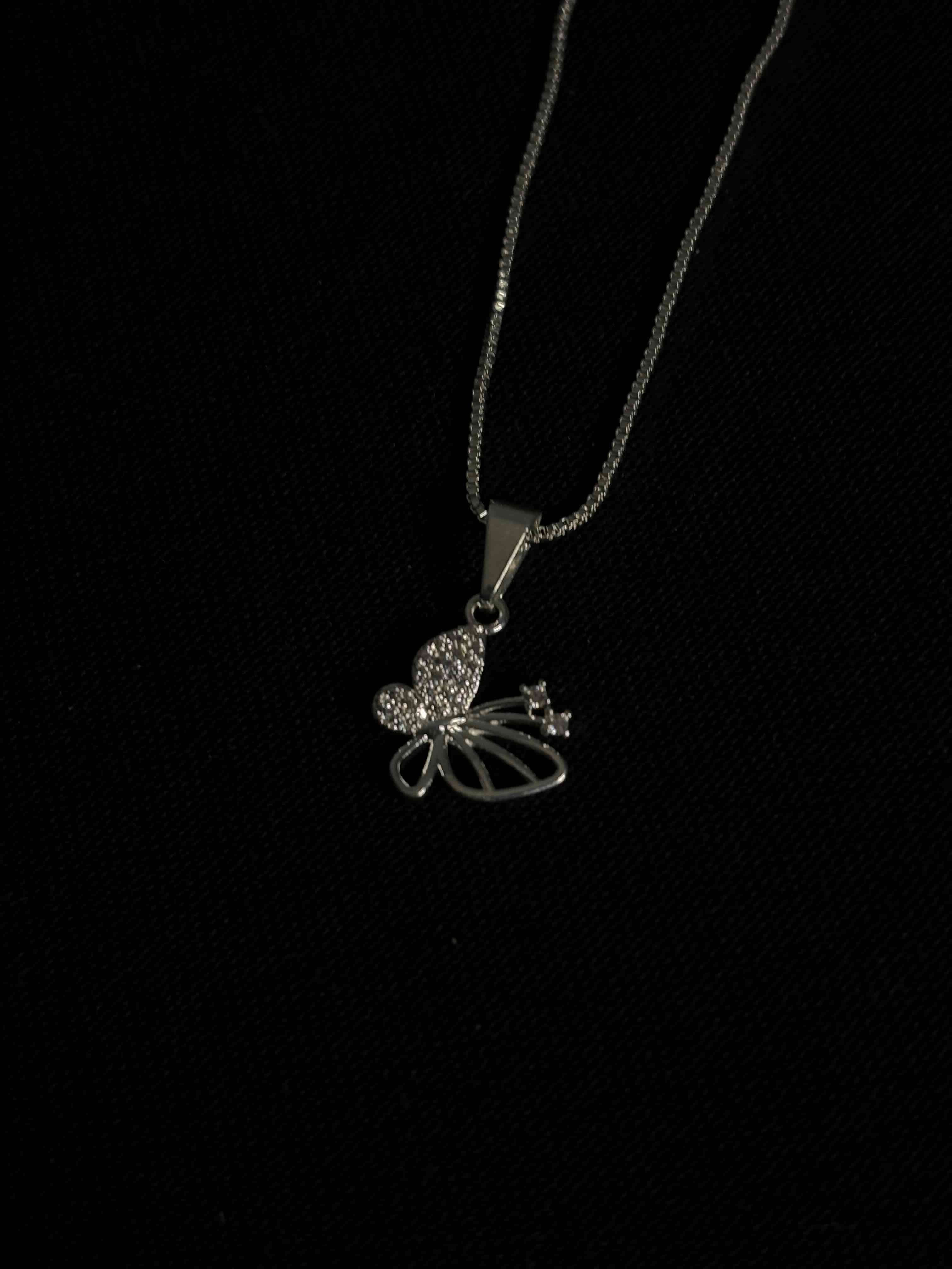 Collar de plata con dije de mariposa