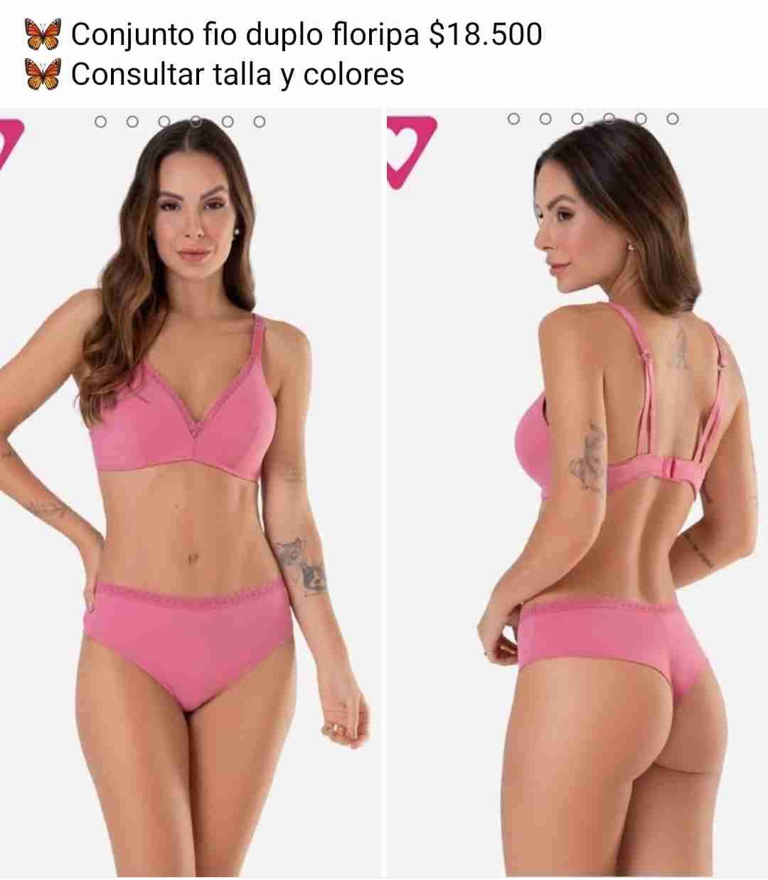 Conjunto íntimo rosa mariposa