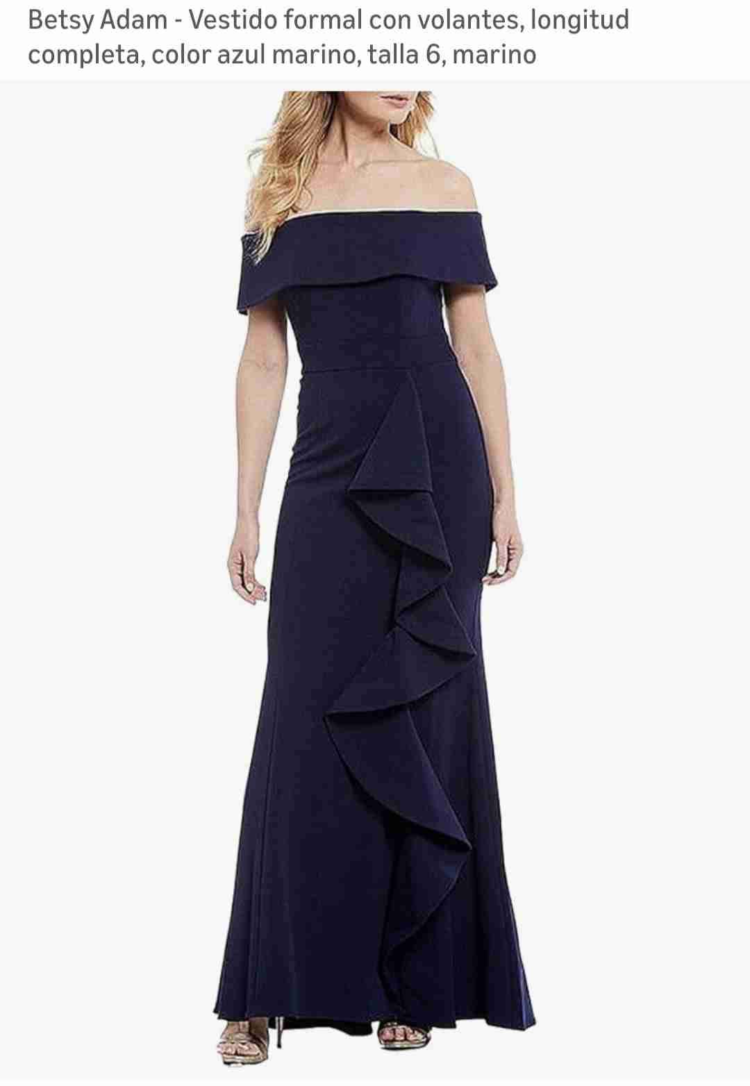 Vestido formal azul marino con volantes