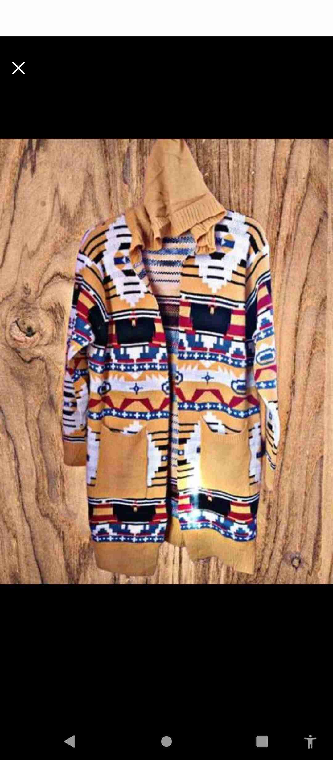 Cardigan con capucha estampado étnico
