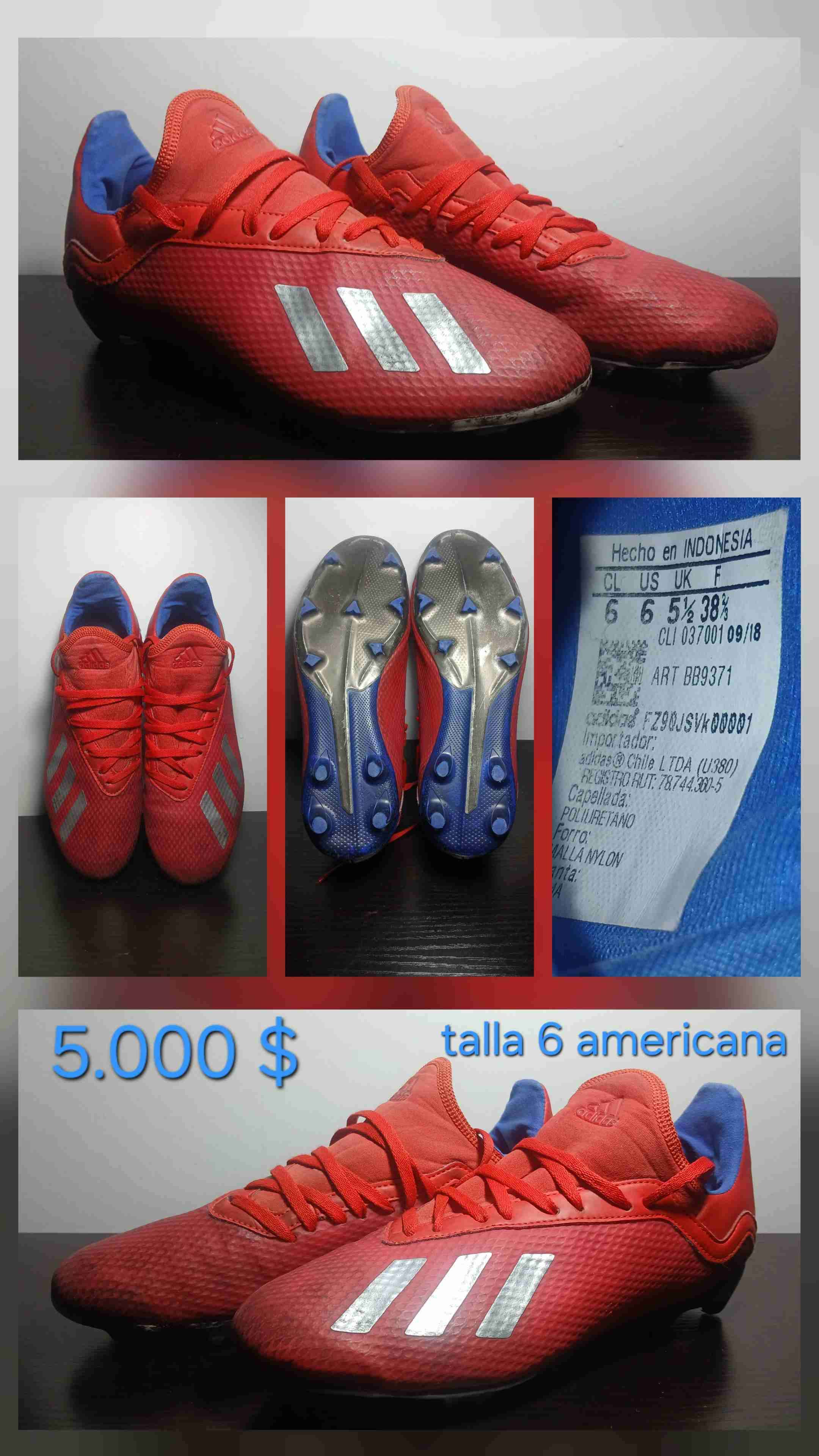 Zapatillas de fútbol rojas talla 6