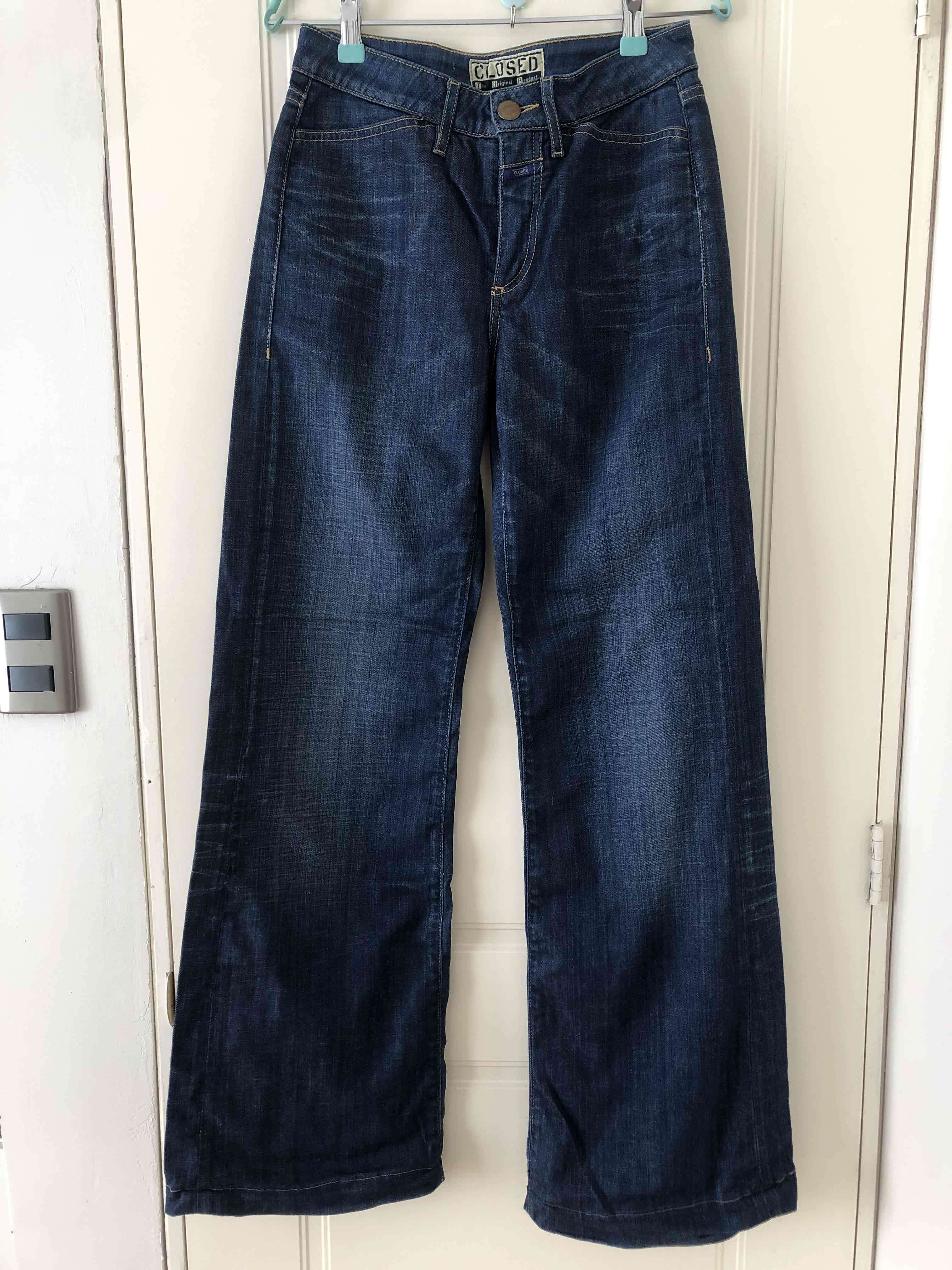 Jeans azules anchos para mujer