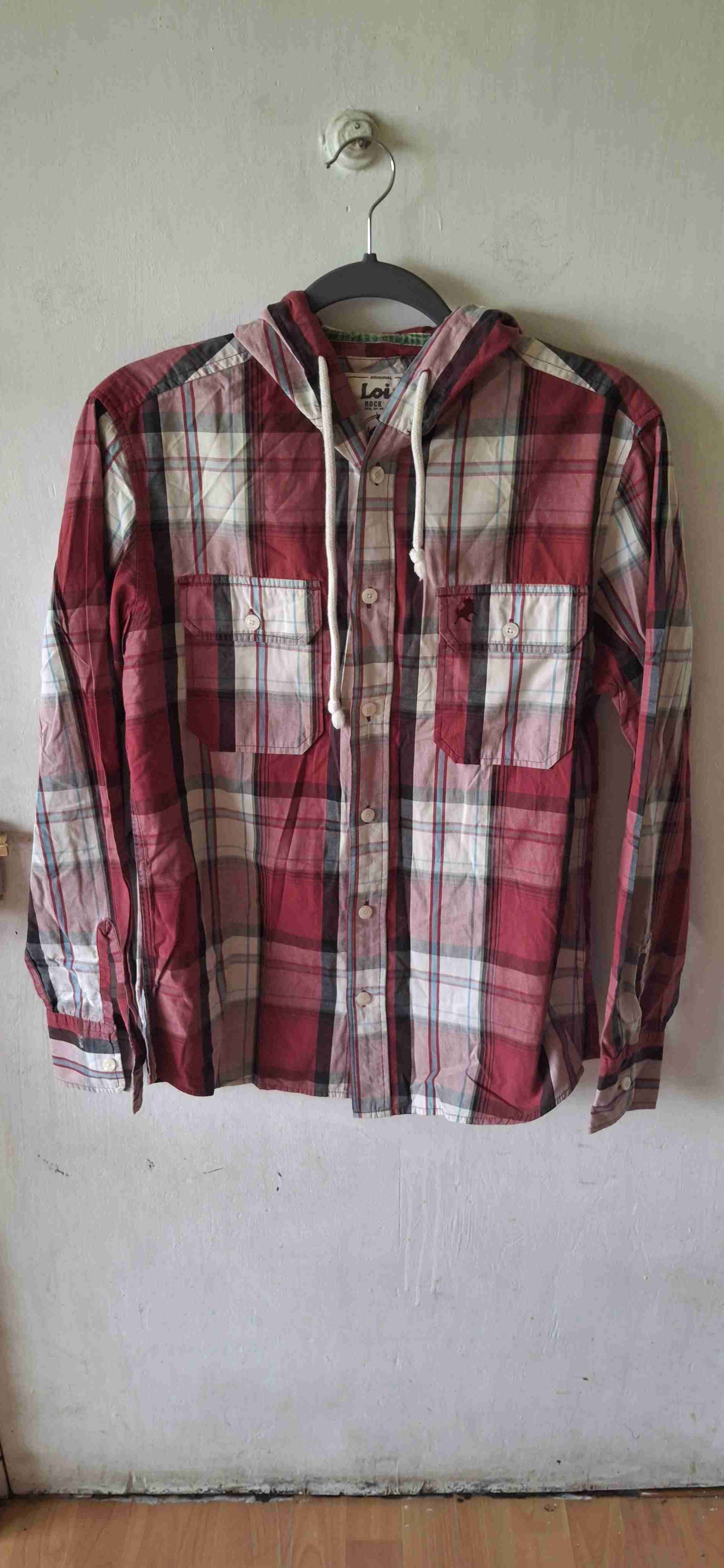 Camisa a cuadros con capucha hombre