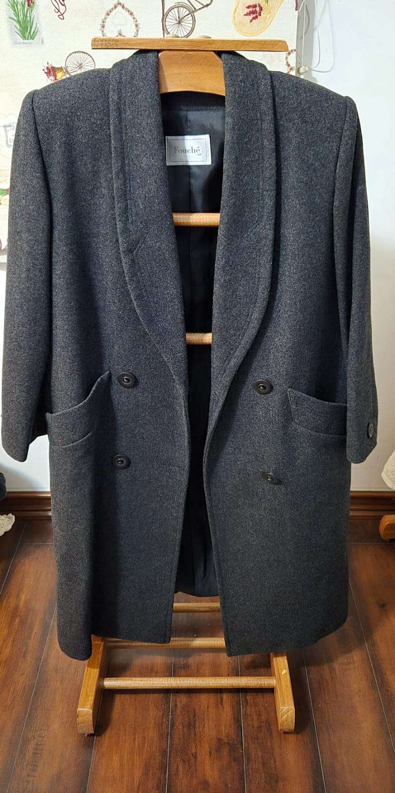 Abrigo de lana gris oscuro 100% lana
