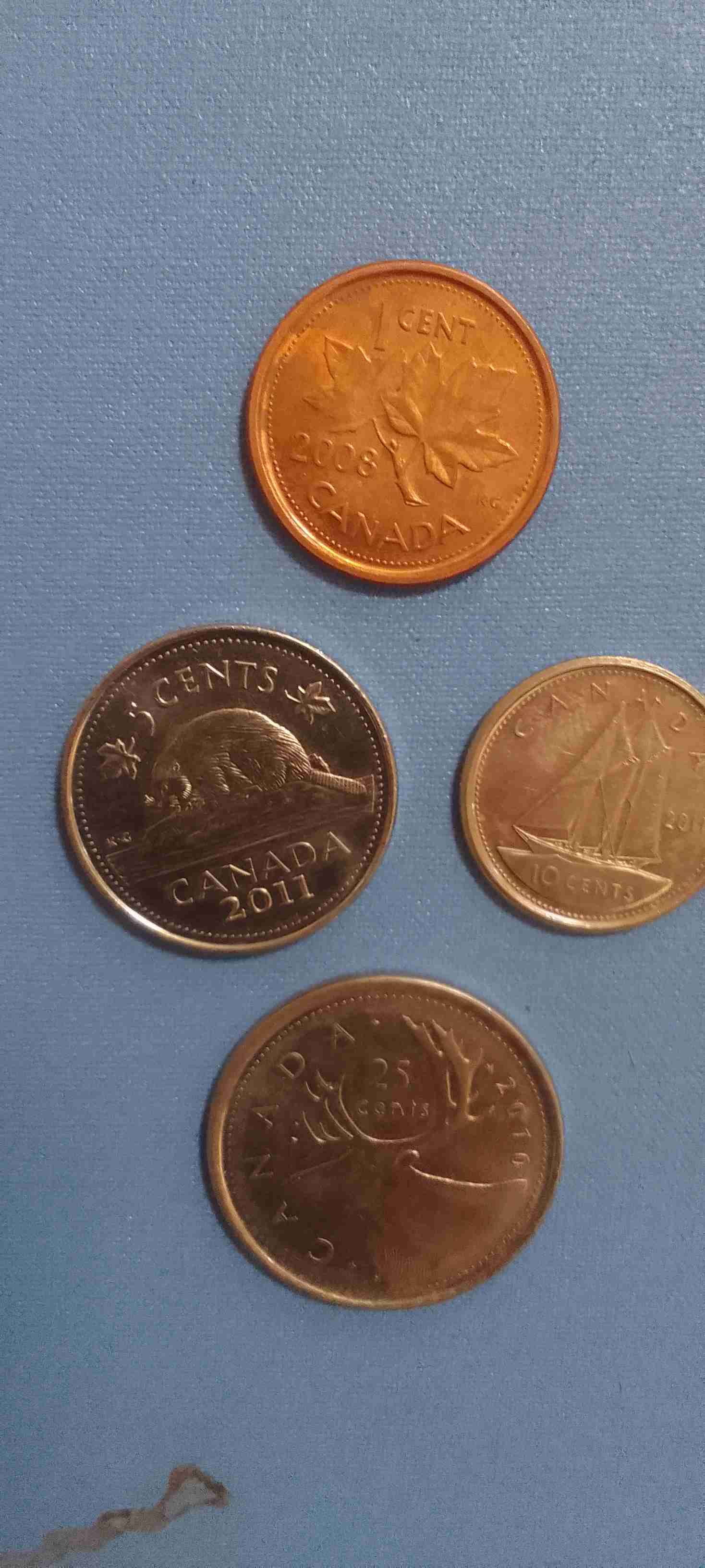 Monedas  de Canadá ,4 diferentes