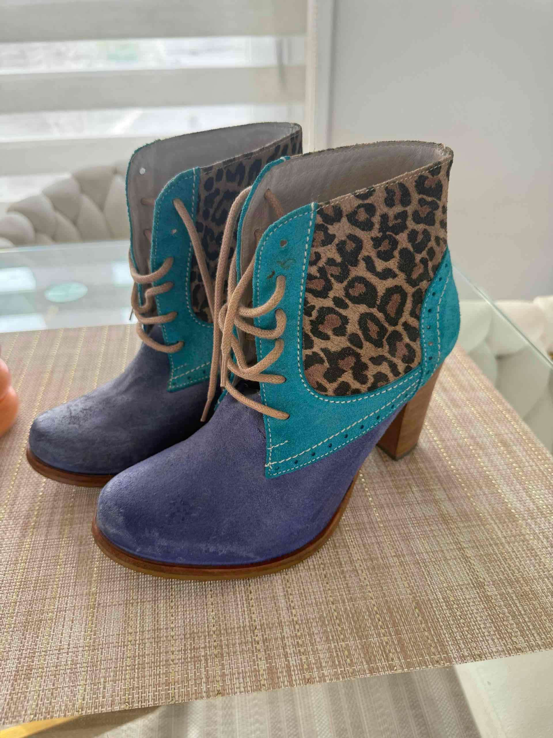 Botines mujer azul y turquesa Exótica
