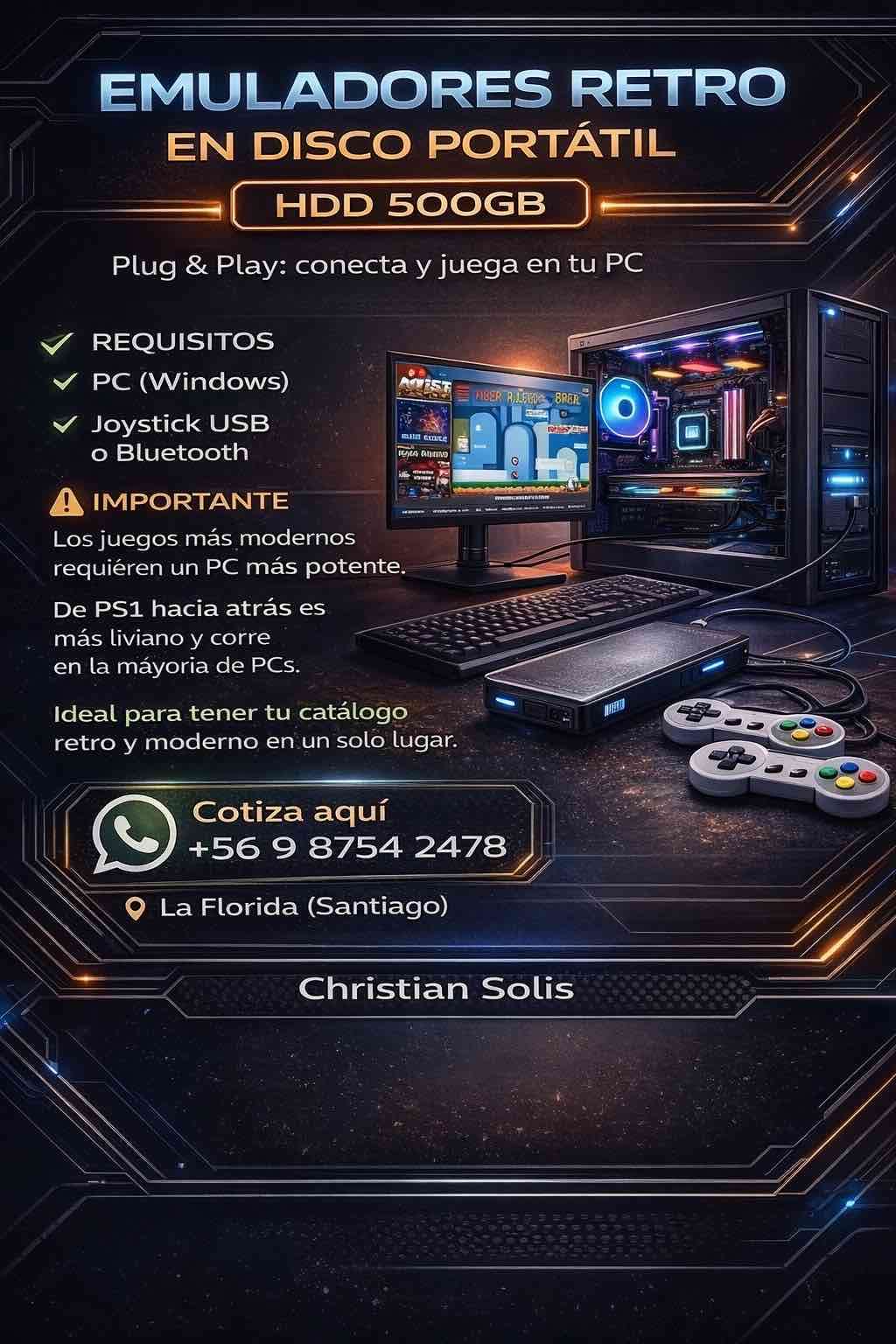 Emuladores retro en disco portátil 500GB