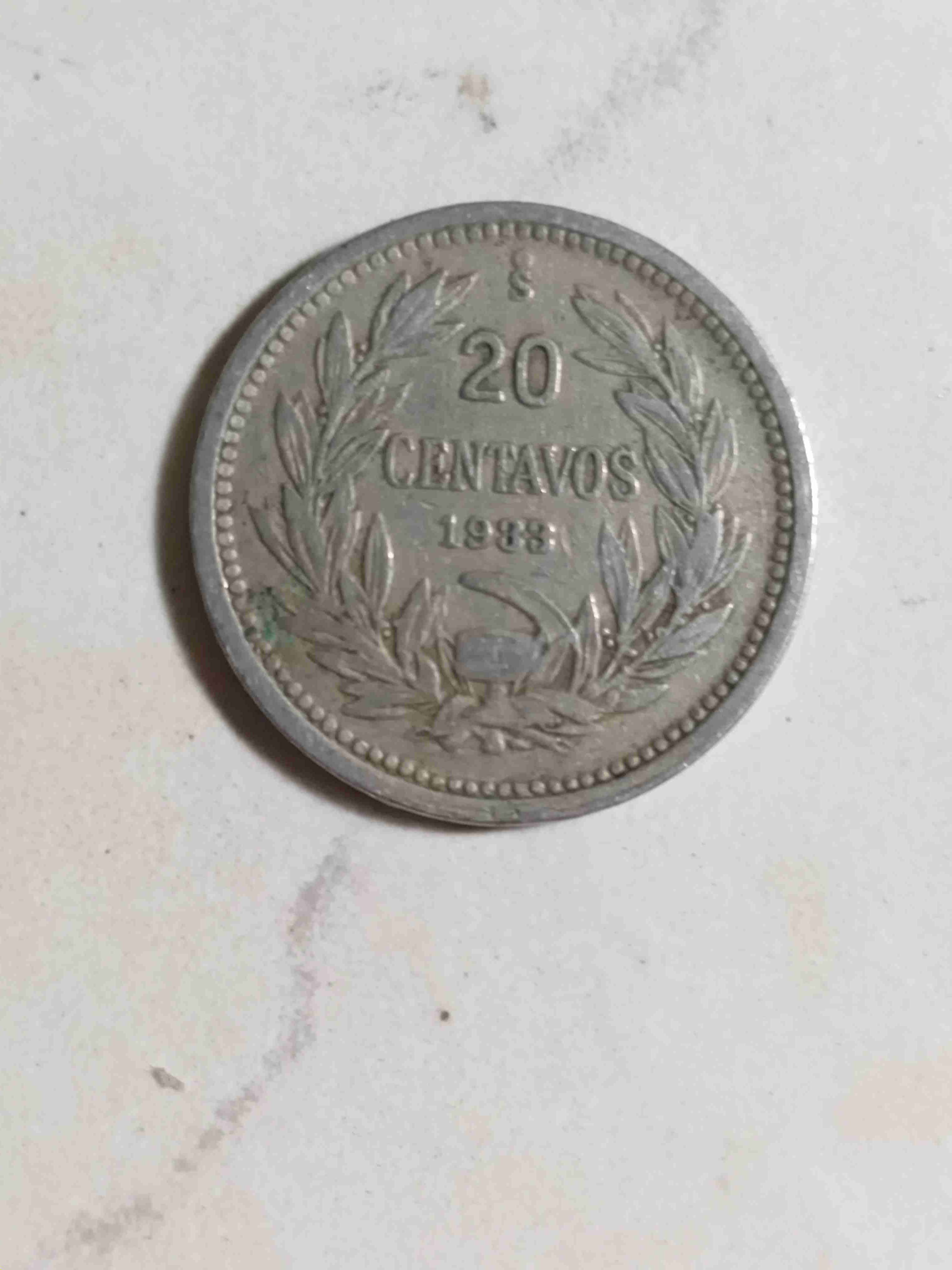 Moneda 20 centavos 1933
